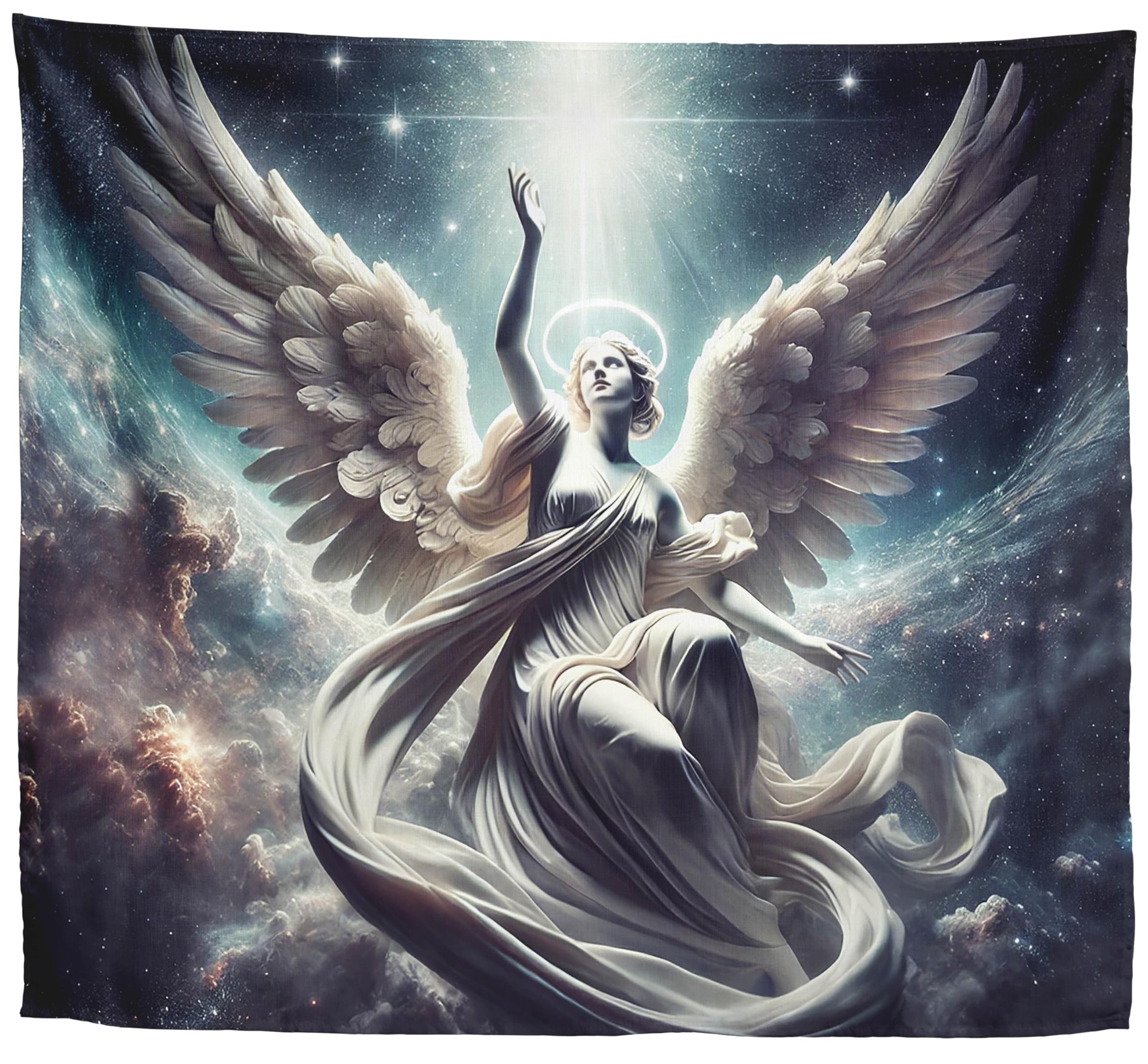 Xolytar Celestial Angel Tapestry for Bedroom Aesthetic – Glowing Ethereal Wings Wall Art, Blue Starry Sky Galaxy Wall Hanging for Dorm, Spiritual Y2K