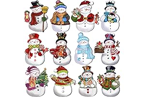 Christmas Wooden Ornaments: Delightful Snowmen Set