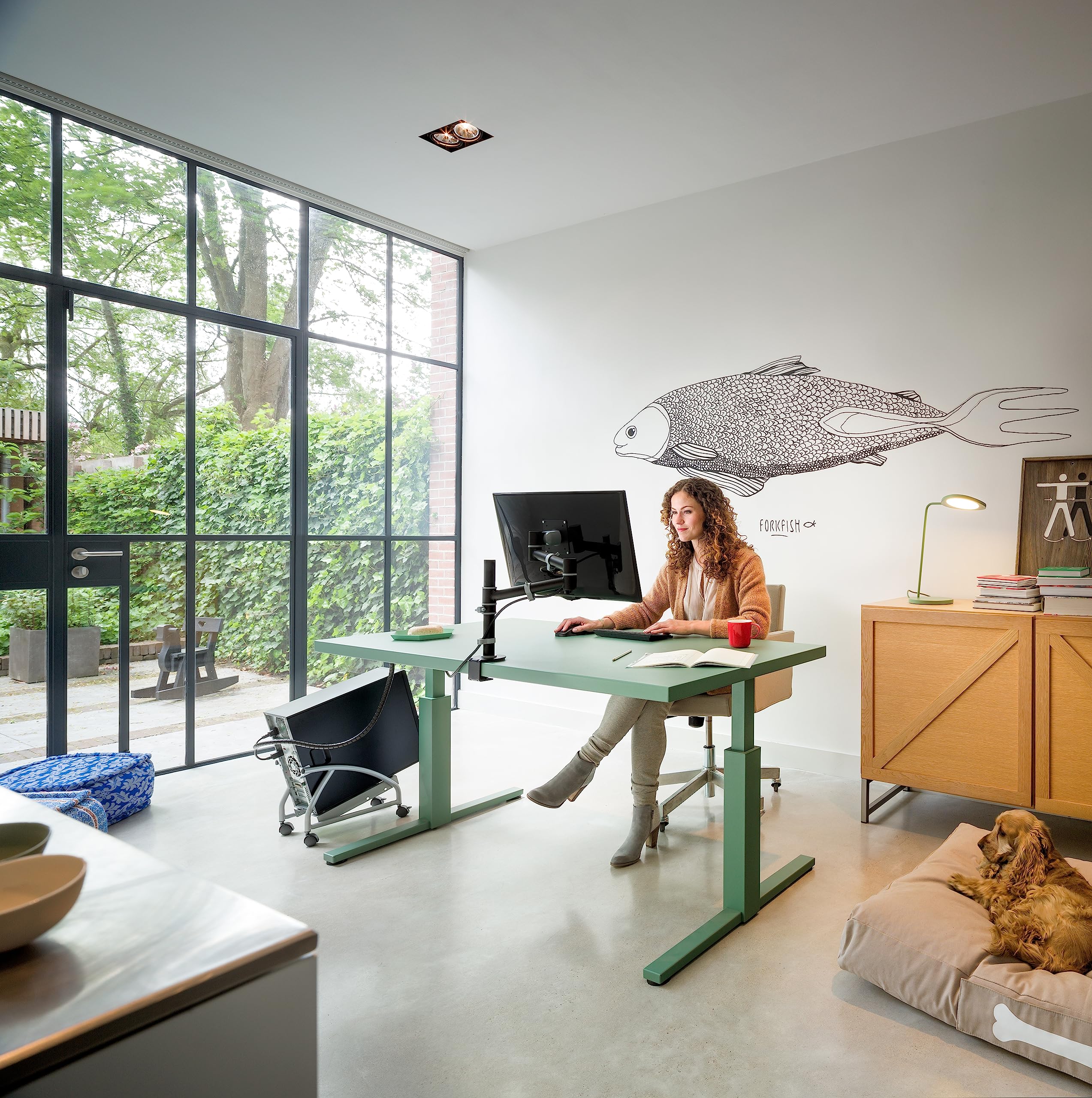 Dataflex Viewgo Monitorarm - Schreibtisch 123 Schwarz, platzsparend und ergonomisch, Monitorarm mit Klemme und statischer Höhenverstellung, Stahl, VESA-kompatibel, max. 8kg, geeignet für Monitore bis zu 900mm Höhe | Einzelarm für 1 Monitor, schwarz