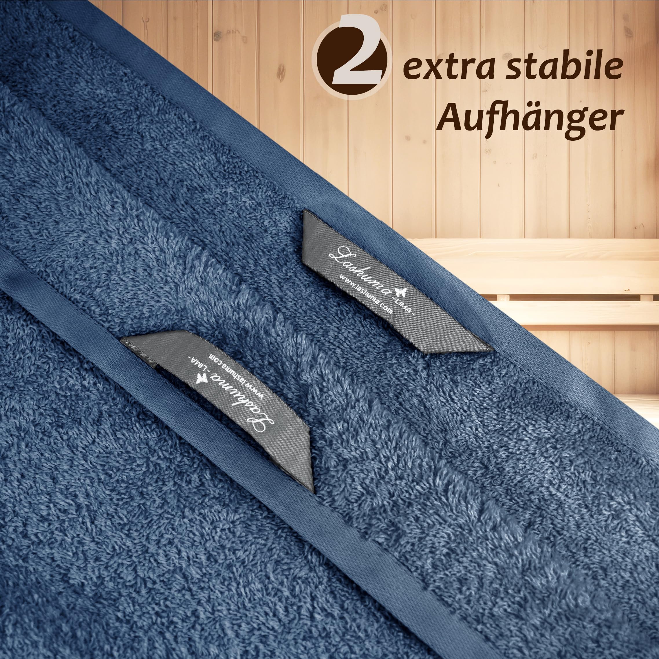 Lashuma Serviette de sauna pour homme Lima grande serviette de plage XXL Bleu jean 100 x 200 cm