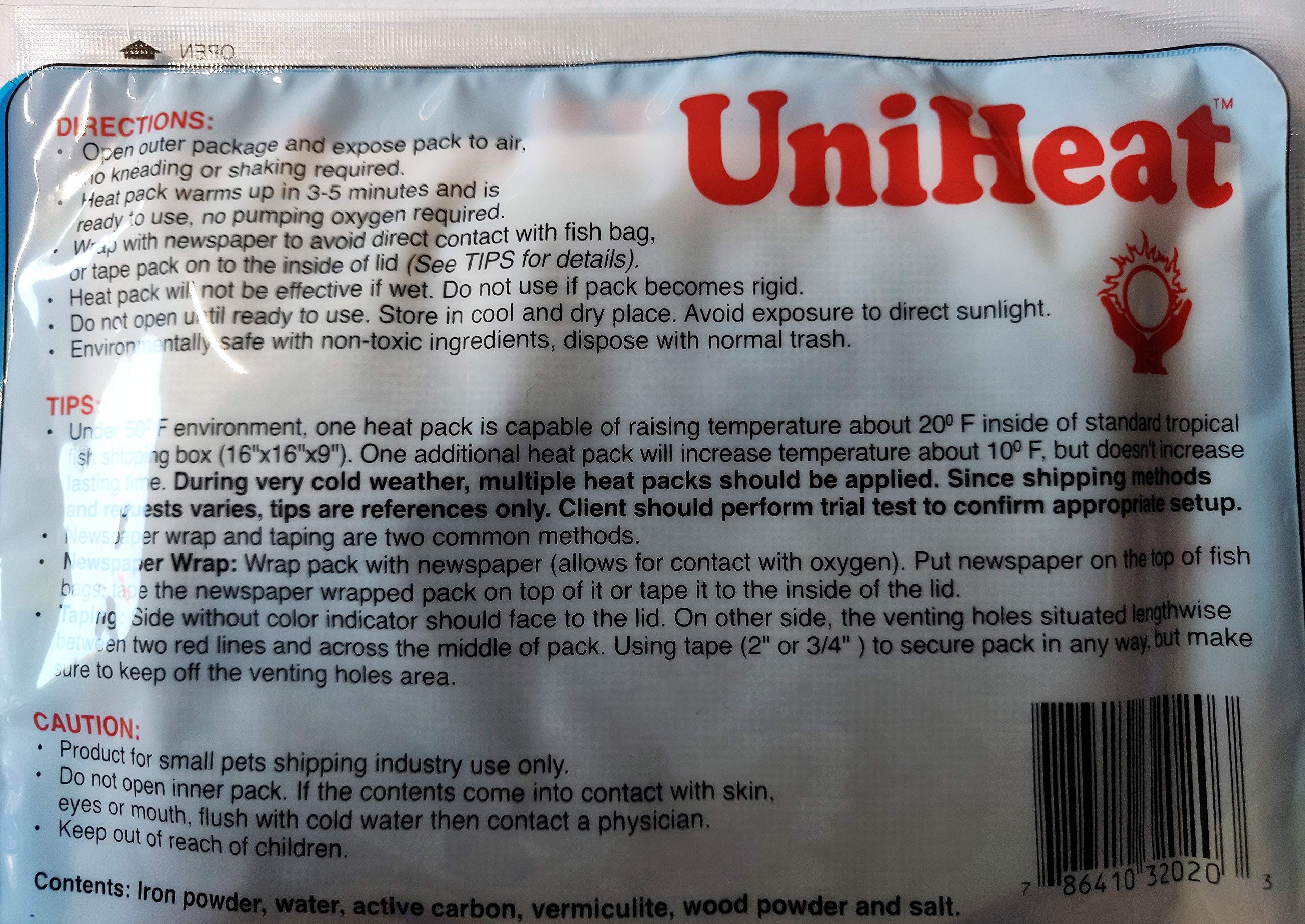 Uniheat Podgrzewacze wysyłkowe, odliczanie: cztery 40 godzin, trzy 30 godzin i dwa 20-godzinne pakiety grzewcze - łącznie 9 paczek