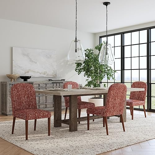 Miniatura 55 de HomePop Parsons - Silla clásica tapizada para comedor Gris ceniza,Azul Demask,Marrón Boucle (paquete individual),Marrón (Brown Damask),Marrón (Brown