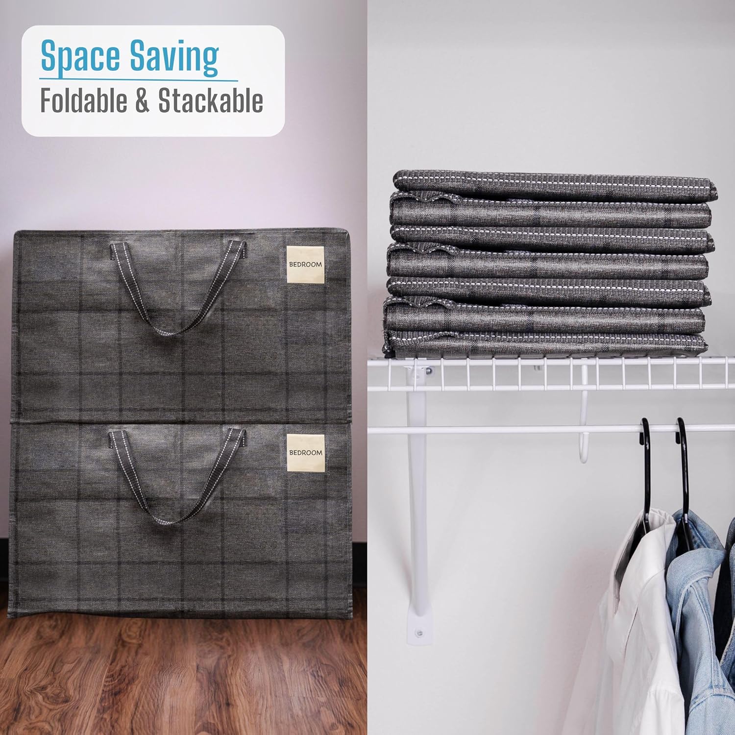 VENO 8 Pack Extra Large Heavy Duty Moving Bags with Wide Opening & Reinforced Handles, Reusable Storage Tote Bags with Strong Zippers for Clothes, College Dorm Essentials & Moving Supplies - Image 8