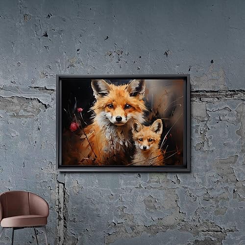Miniatura 7 de Fox Mother Cub Print, In The Style Of Stencil,Based, Kids Wall Art, Kids Wall Art Display, Mom And Baby Animal Art Print, Canvas, Wall Decor