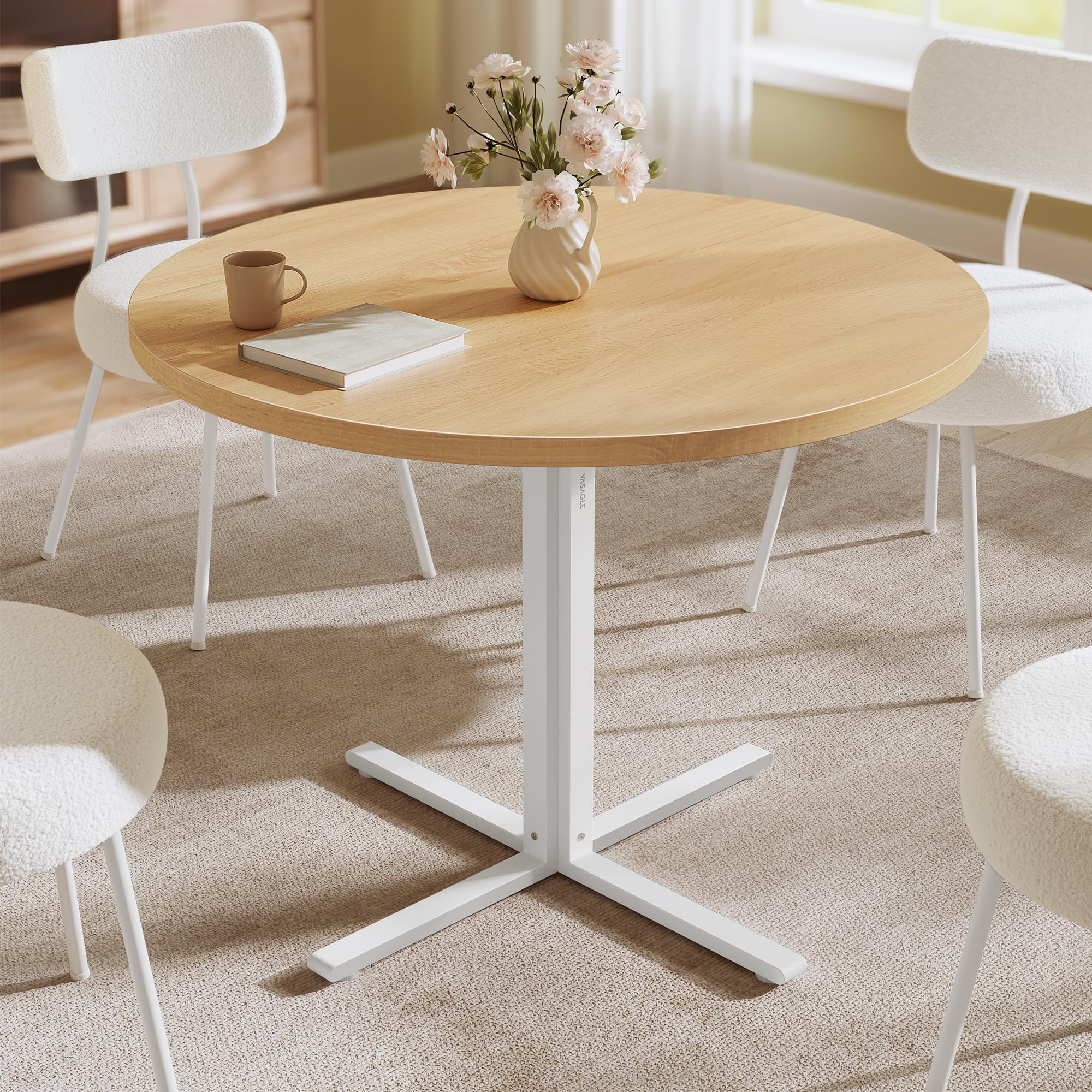 VASAGLE Dining Table Small Round Kitchen Table for 4 People 31 5 x 29 4 Inches for Dining