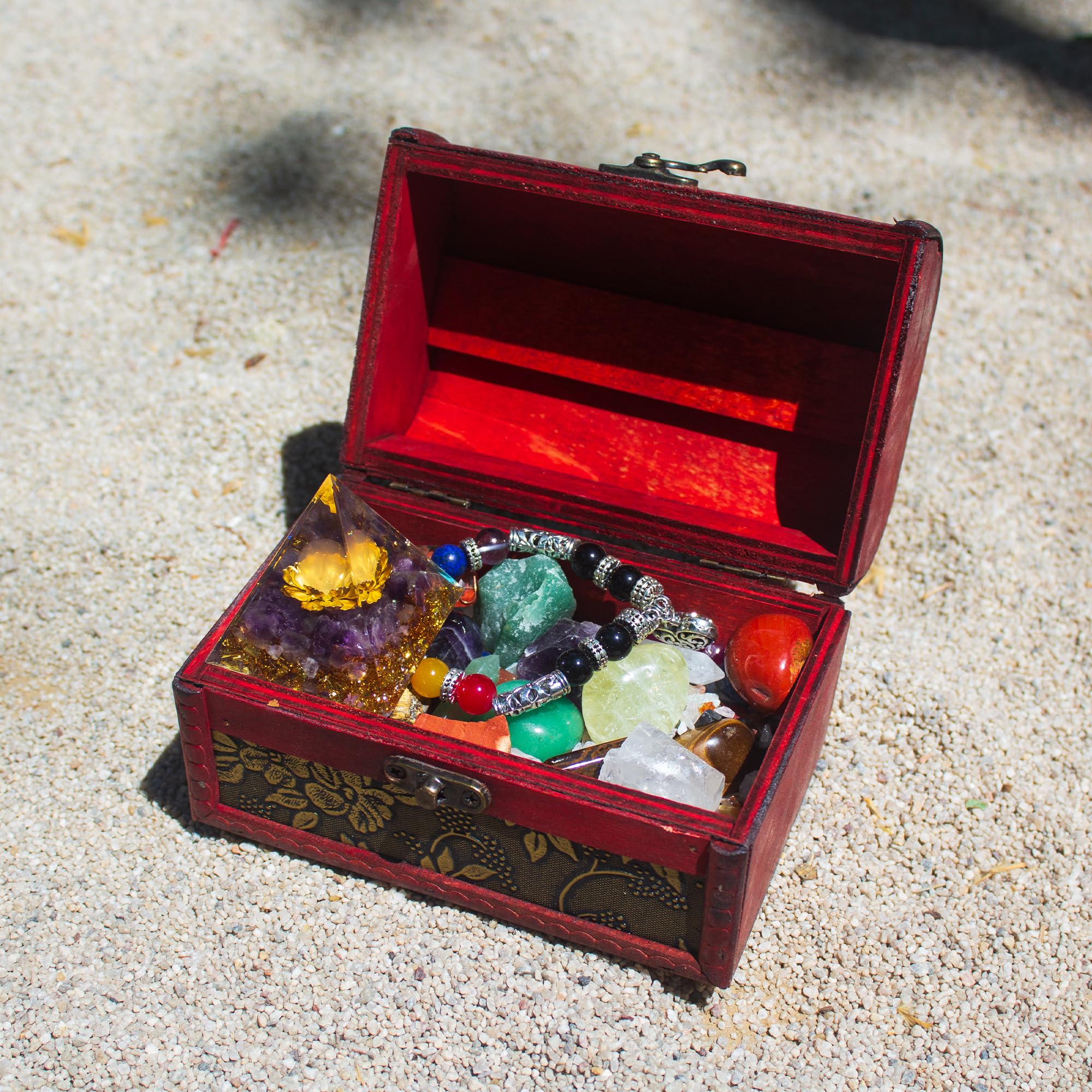 Chakra Healing Stones Set - 7 Raw & 7 Tumbled Crystals with 7 Bullet Shaped Stones, Chakra Necklace, Healing Bracelet & Orgone Pyramid - Spiritual Gift for Reiki, Meditation, Energy Balancing