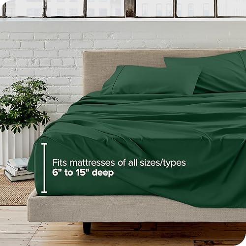 Bare Home Queen Sheet Set - Luxury 1800 Ultra-Soft Microfiber Bed Sheets - Double Brushed - Deep Pockets - Easy Fit - 4 Piece Set - Bedding Sheets & Pillowcases (Queen, Grey)(27 - Forest Green,Full)