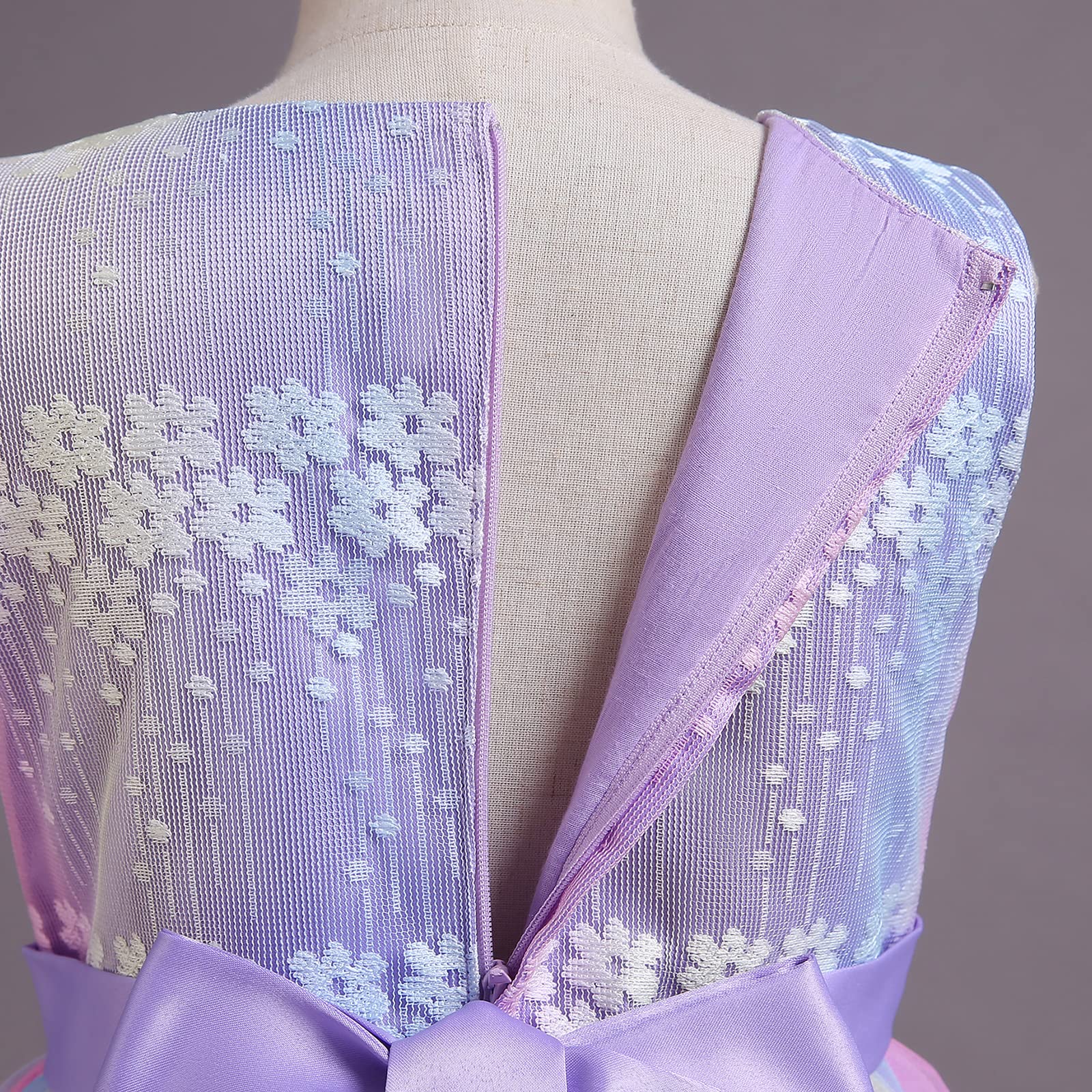 IDOPIP Enfants Filles sans Manches Dentelle Broderie Mariage Demoiselle d'honneur Princesse Couches Tulle Robes de fête soirée Bal Robe de Bal