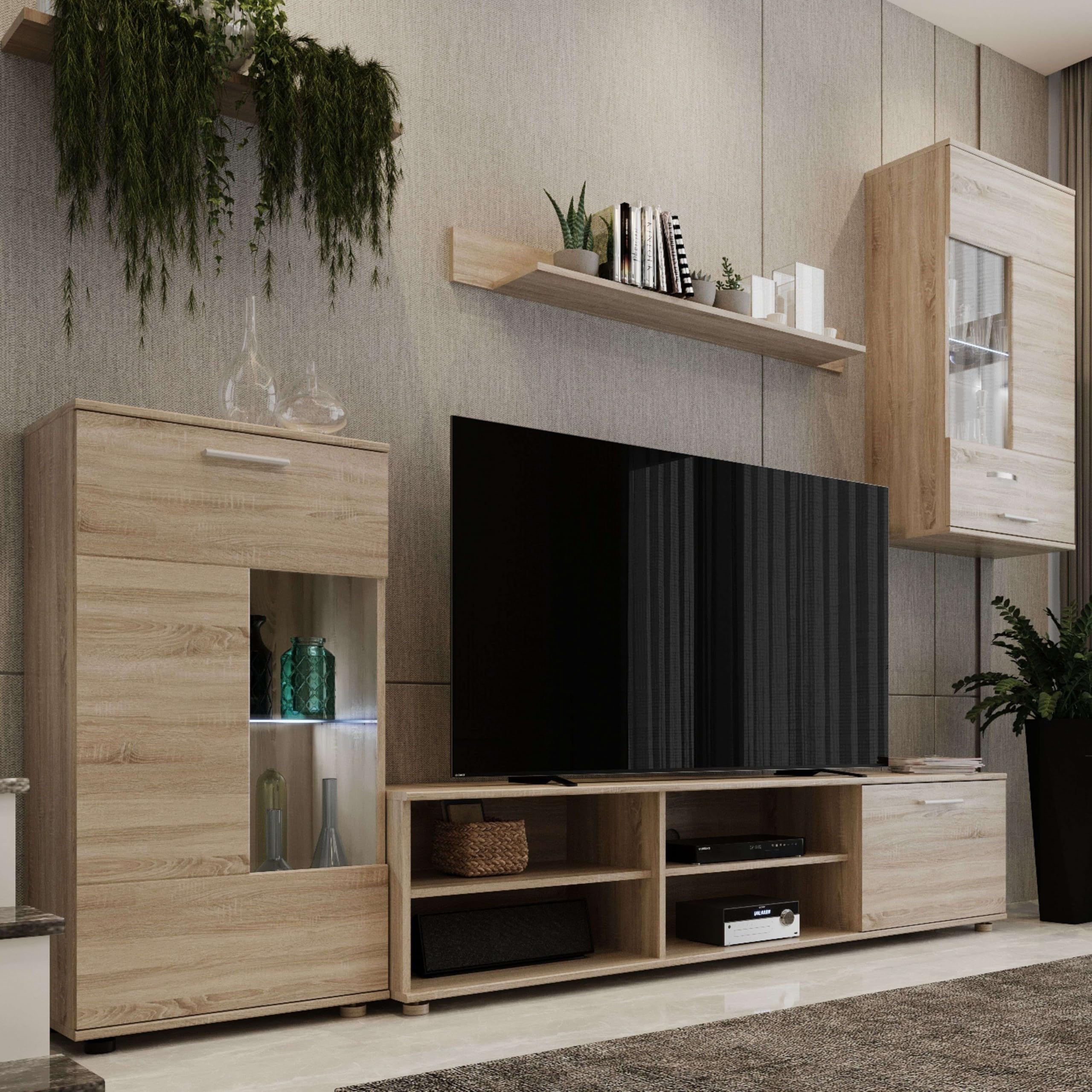 Mueble De Salón En Color Roble Sonoma 230x38,3 cm Moderno