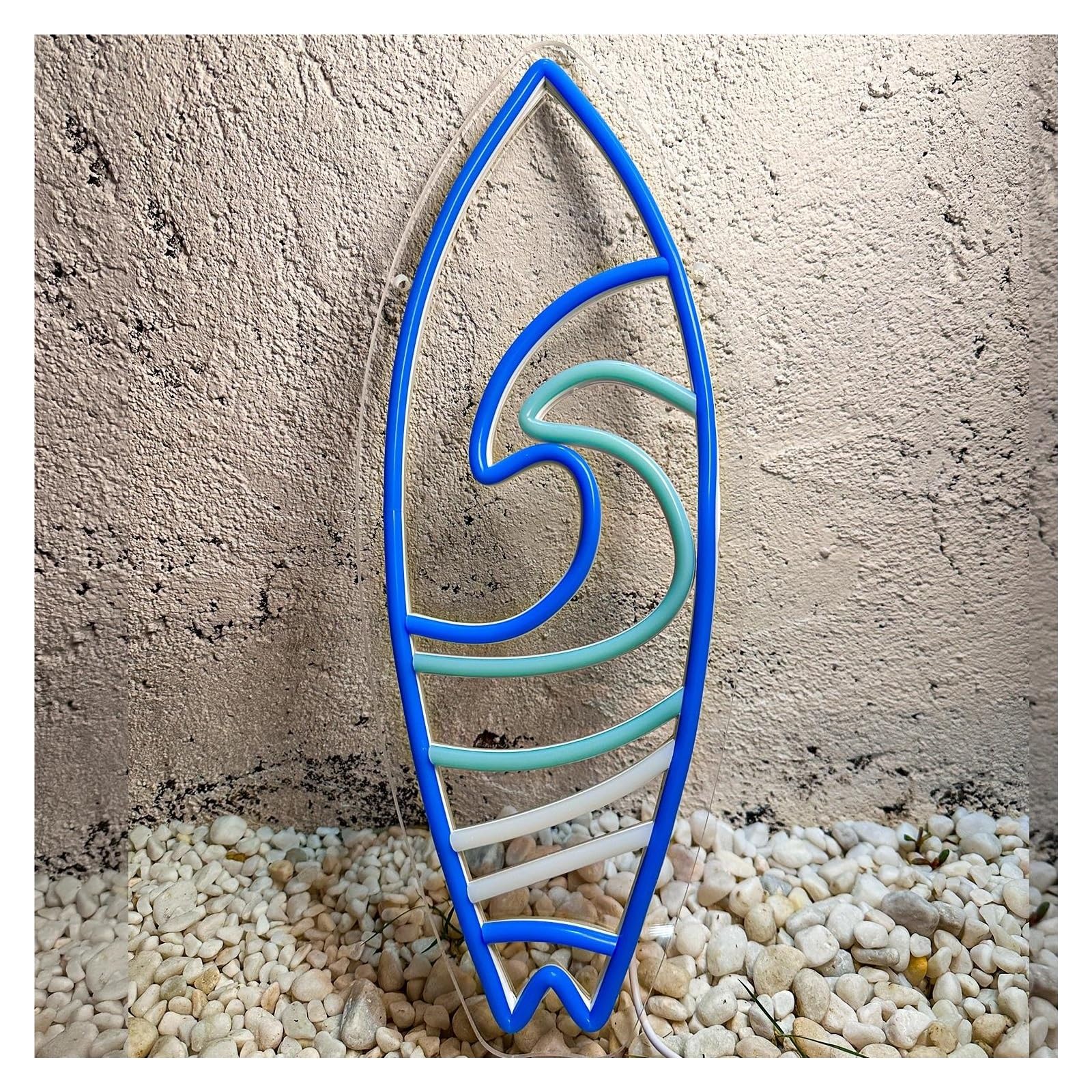 LEMST Signs Lamp Surf Neon Signs USB Powered Adjustable Brightness Surfboard Neon Lights, Suitable for Window Party Decor 17cmx39.8cm(E)
