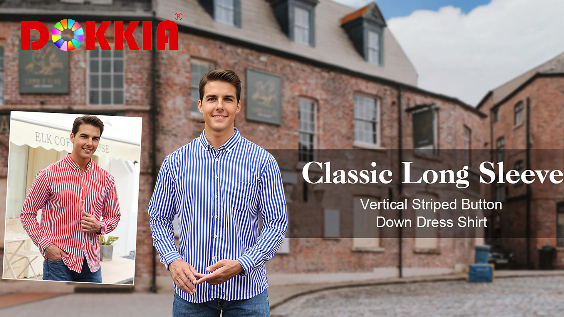 Amazon.com: DOKKIA Men's Casual Long Sleeve Vertical Striped