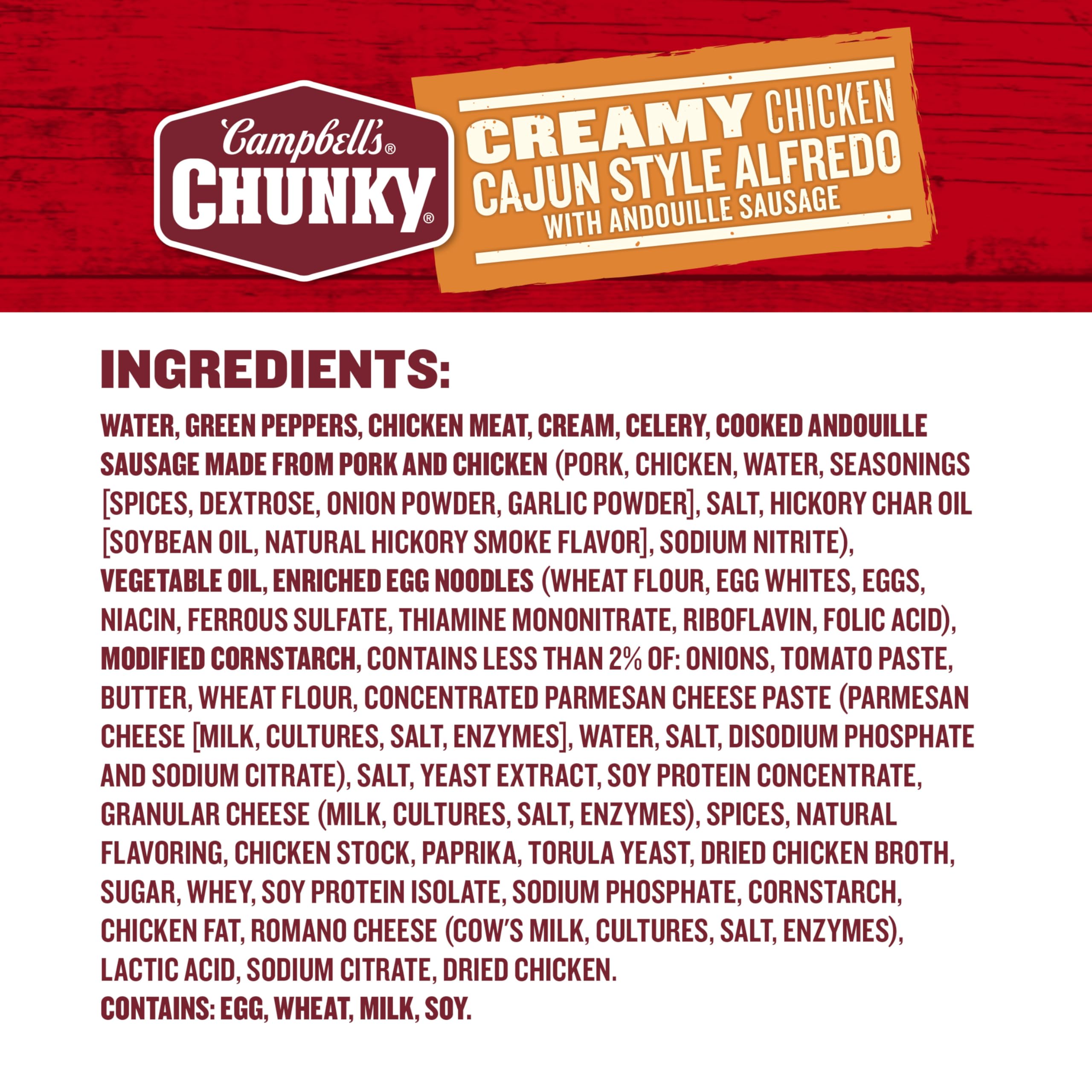 Campbell's Chunky Creamy Chicken Cajun Style Alfredo With Andouille Sausage Soup, 18.8 oz Can