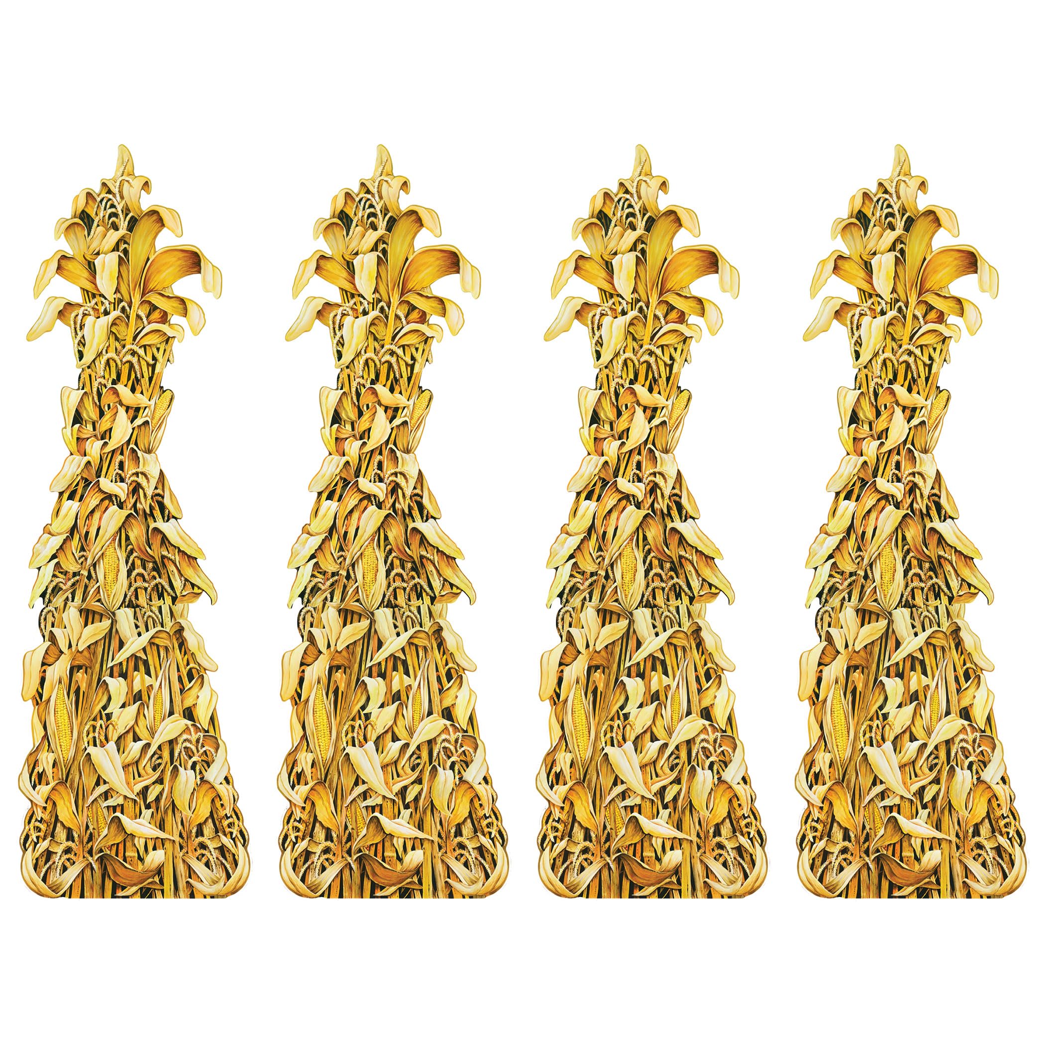 Beistle Corn Stalk Cutouts 4-Pack Double-Sided Fall Wall Decorations for Thanksgiving and Autumn Parties, Harvest-Themed Photo Backdrops and Seasonal