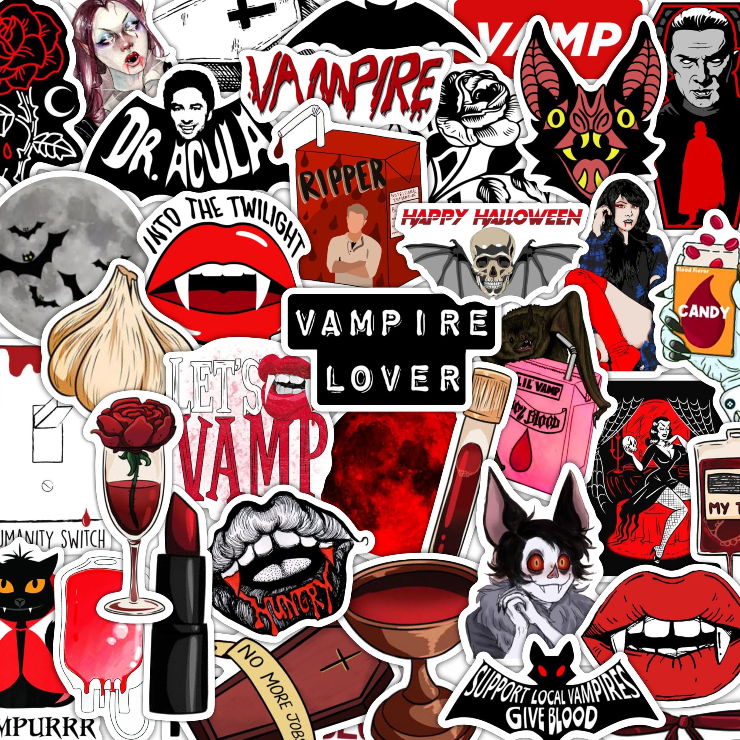 BulbaCraft 100 Pcs Vampire Stickers - Vampire Gifts, Gifts for Women & Men