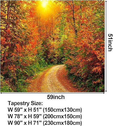 Miniatura 4 de Sevendec Tapiz de pared de otoño con diseño de flor de cerezo rosa, romántico para colgar en la pared para sala de estar, dormitorio, decoración del