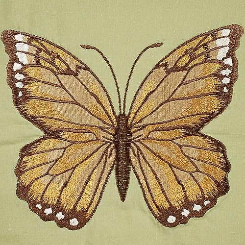 Miniatura 4 de Touch of Class Butterfly Eden - Mariposa bordada en verde musgo, forma cuadrada, almohada estilo tiro, diseños de medallones, almohadas decorativas,