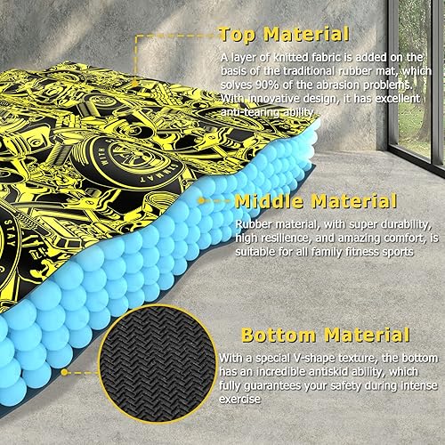 Miniatura 2 de GXMMAT Alfombrilla de ejercicio de goma extra grande de 0.236 x 0.157 x 0.197 in, tapetes de entrenamiento ultra duraderos para suelos de gimnasio