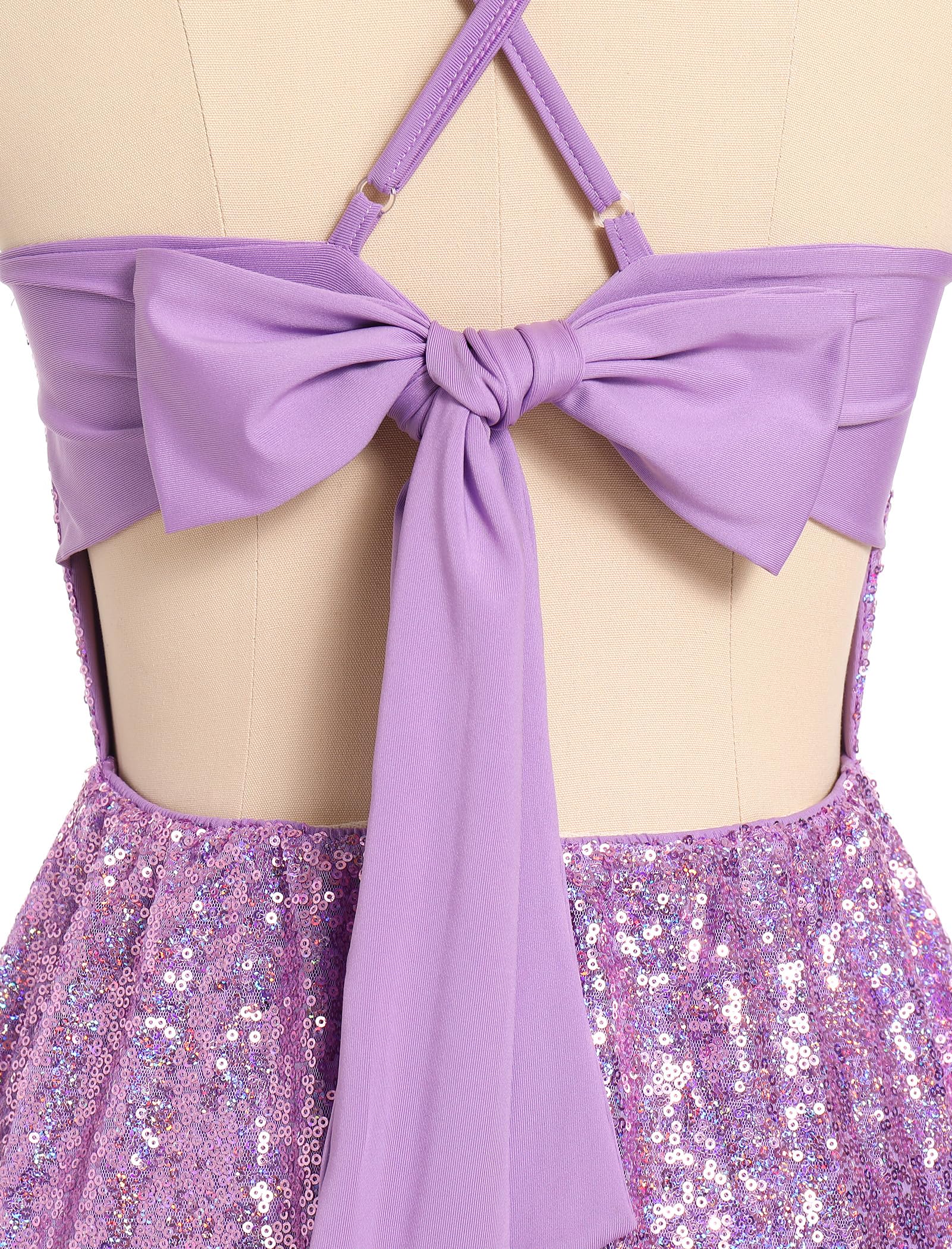 ODIZLI Vestido corto sexy de lentejuelas brillantes con purpurina y lazo en la espalda para mujer, vestido de baile de graduación