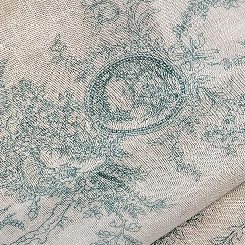 Miniatura 6 de SUOUO Cortinas semitraslúcidas de lino con textura floral azul aguamarina para sala de estar, 84 pulgadas de largo, 2 paneles con bolsillo para