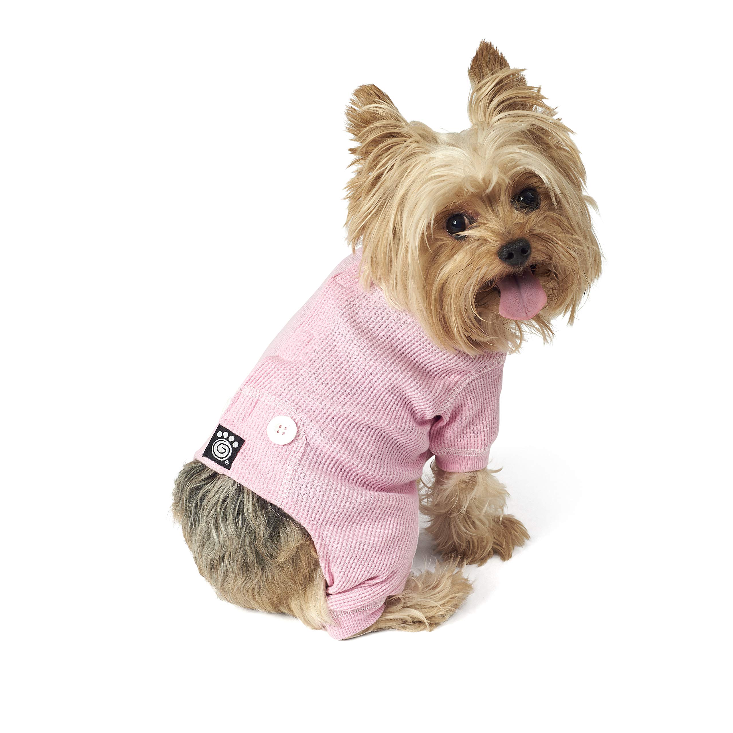 PetRageous Cozy Thermal Pajamas for Pets, X-Small, Pink with White Stitching