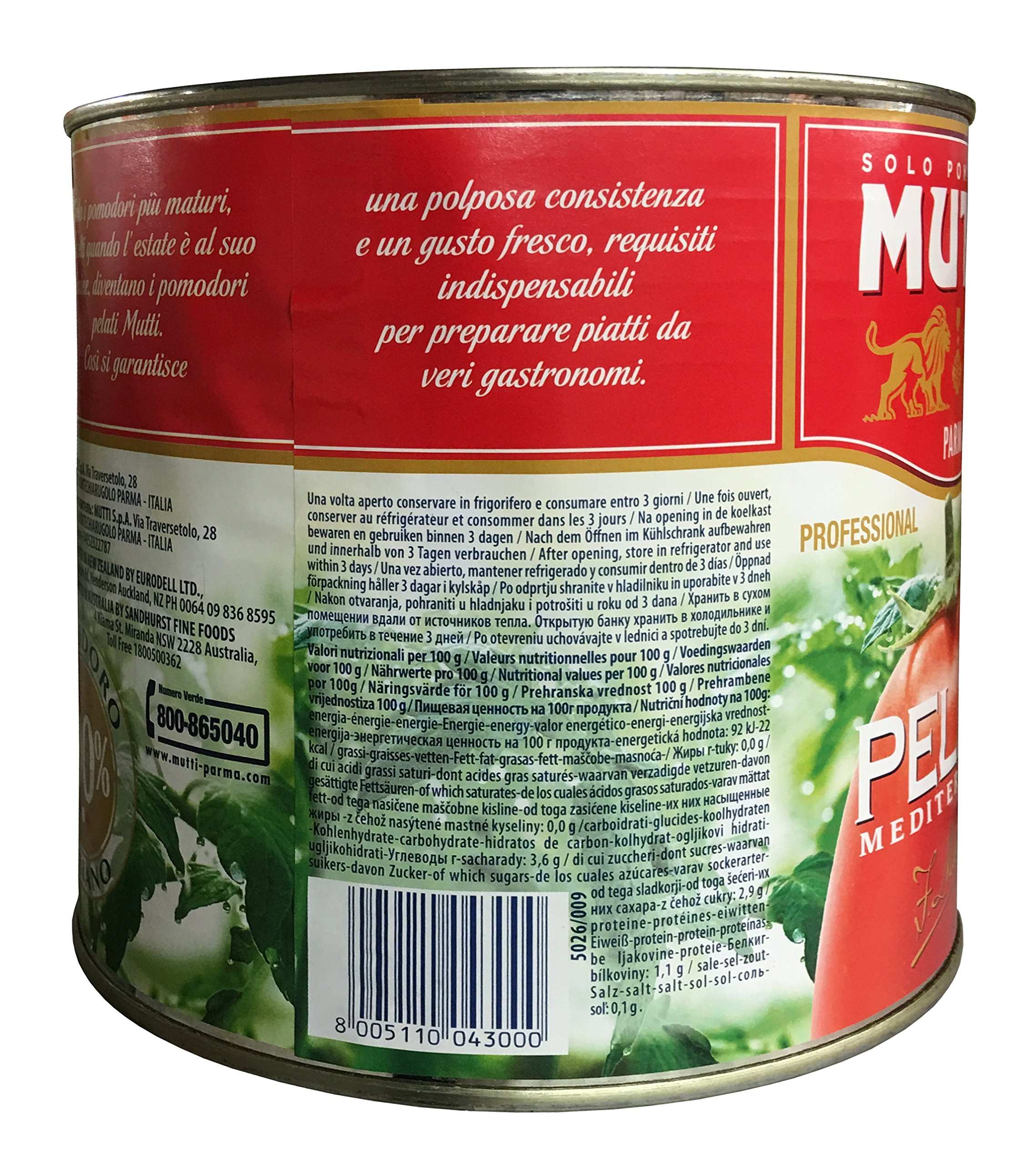 MUTTI Pelati (6 x 2500g) - (ATG: 6 x 1500g) geschälte Tomaten