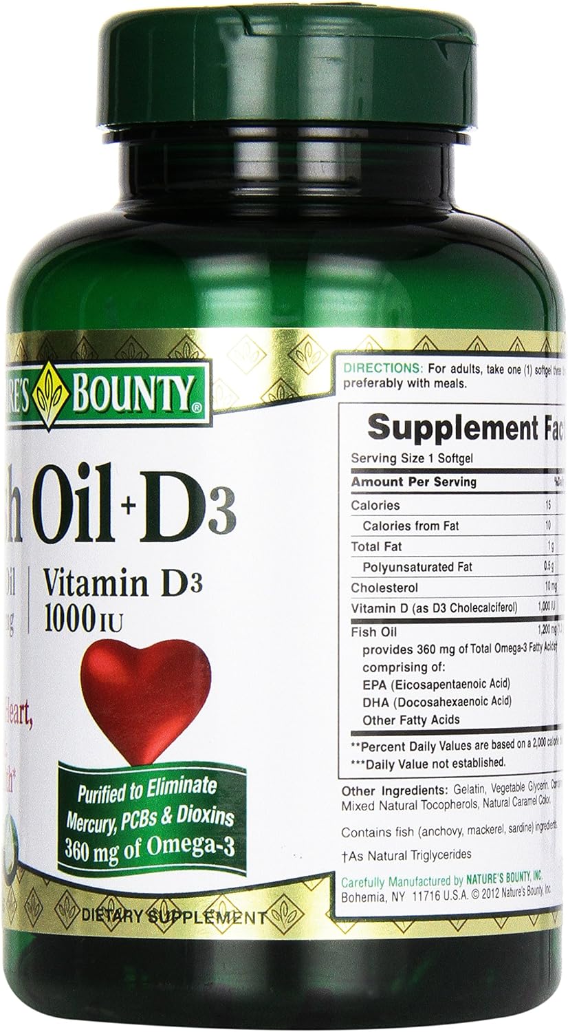 Nature's Bounty Fish Oil + D3 1200 mg Softgels 90 ea