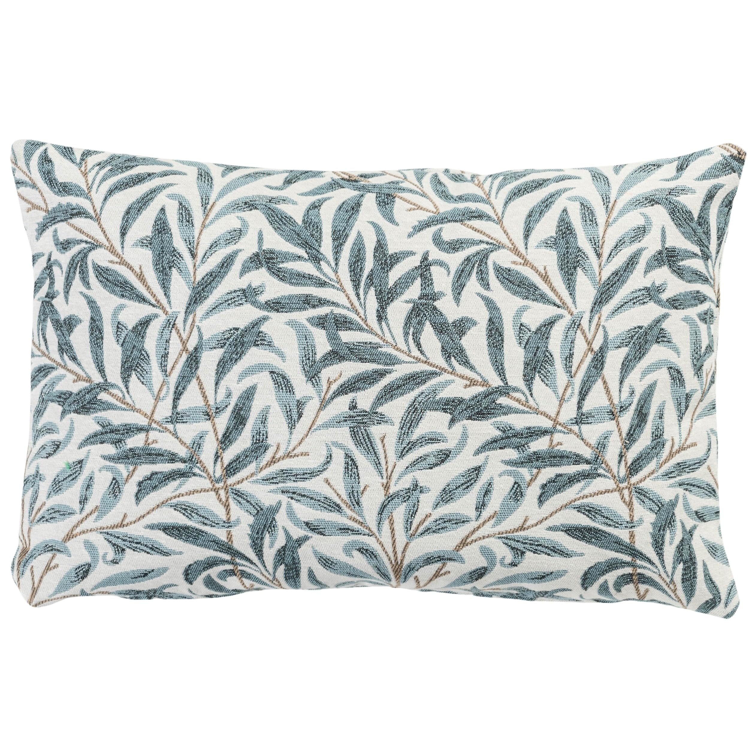 Linen Loft Blue Willow Branch Tapestry Boudoir Cushion Cover In Duck Egg William Morris Style Botanical Leaf Print In Soft 17X12 Rectangle Cover Only