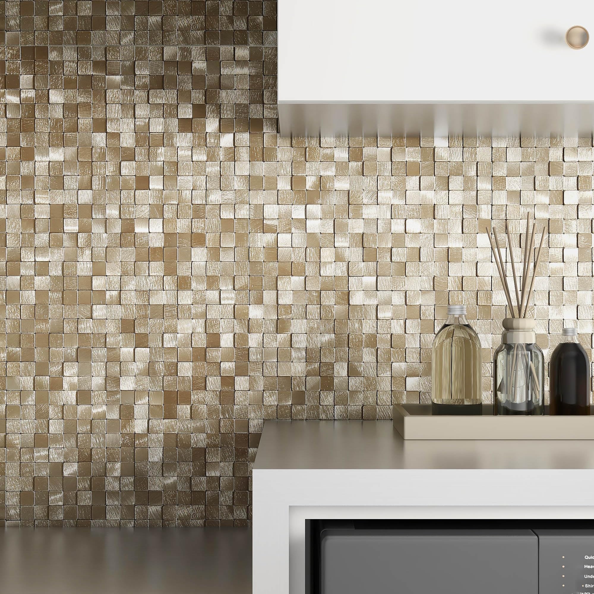 BeNice 3d Carreaux Adhésif Mosaïque Cuisine Carrelage Or 8pièces