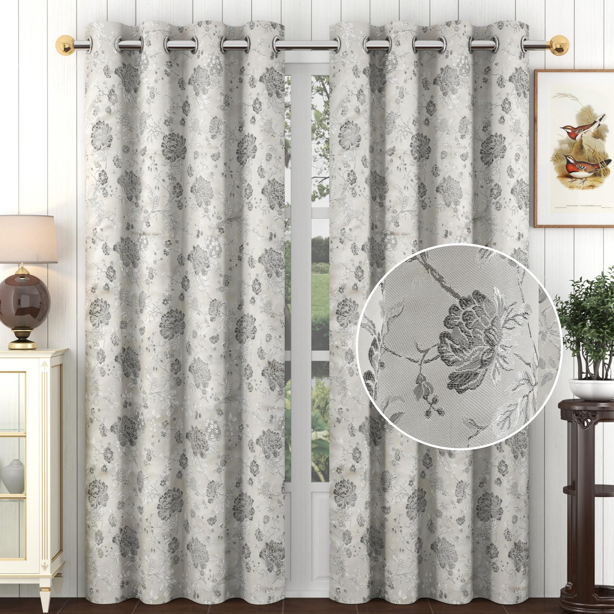 FRESH FROM LOOM Room Darkening Curtains for Door 7 Feet Long | Door Window Curtain, Premium Polyester Weaved Parda, Modern Parde for Living Room Bedroom, Home Office Screens, Eyelet Ring (Grey, 2pc)-image-1