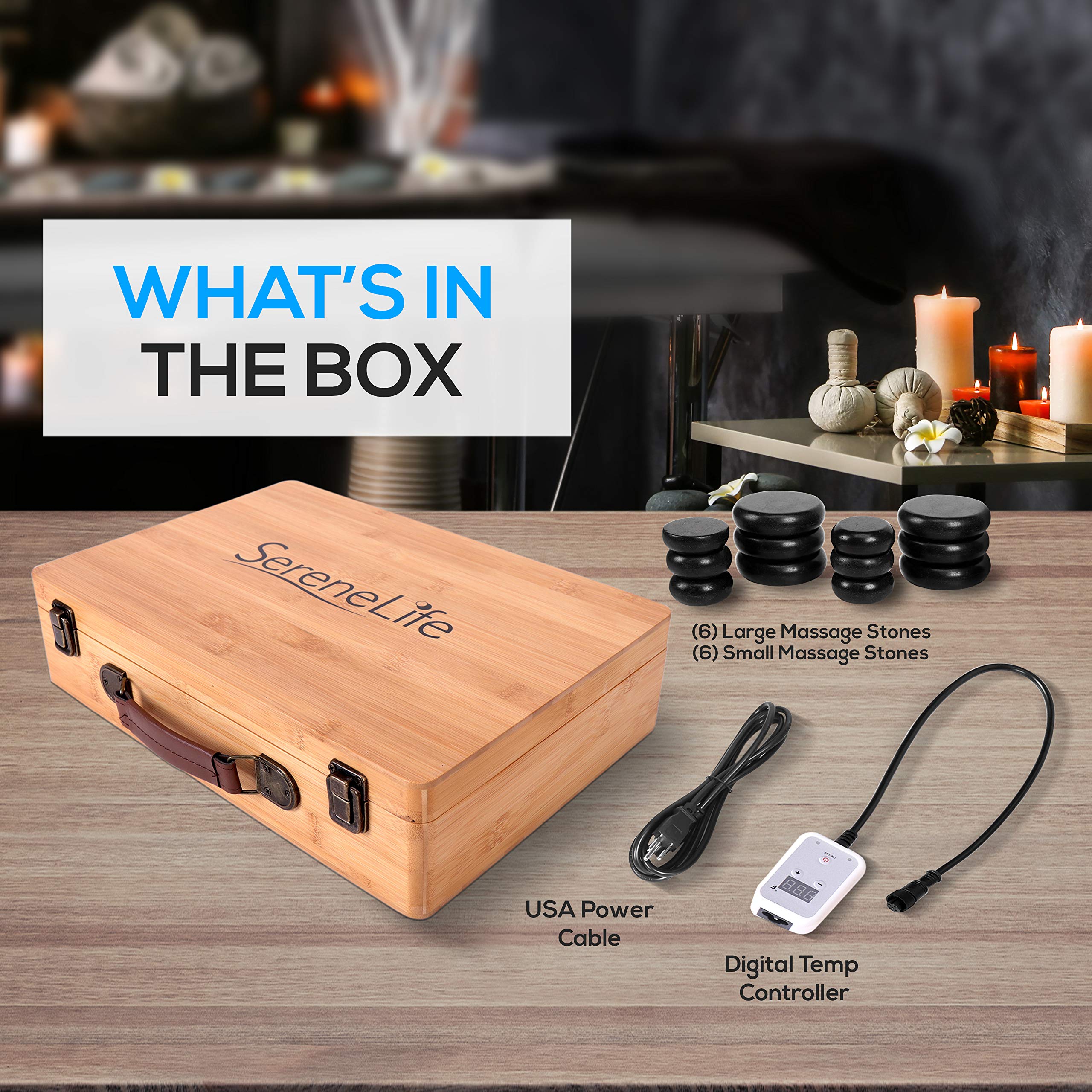 Massage Stone Heater Box Set Electric Spa Portable Heated Rocks