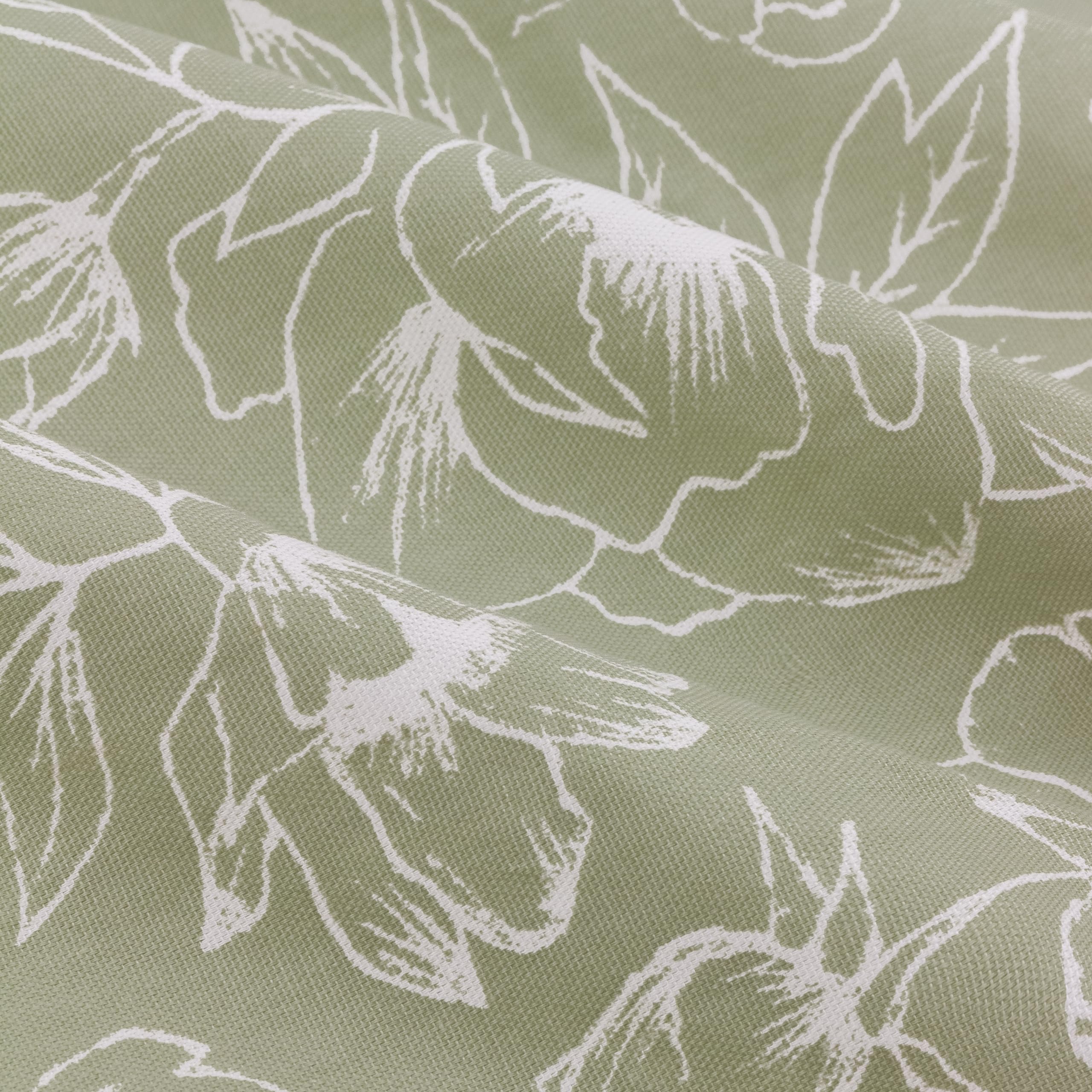 furn. Wylder Bella Bleistiftfaltenvorhang Paar – 100% Baumwolle, natürliches botanisches Blumenmuster, gefütterte Vorhänge (Salbeigrün – 229x183cm)