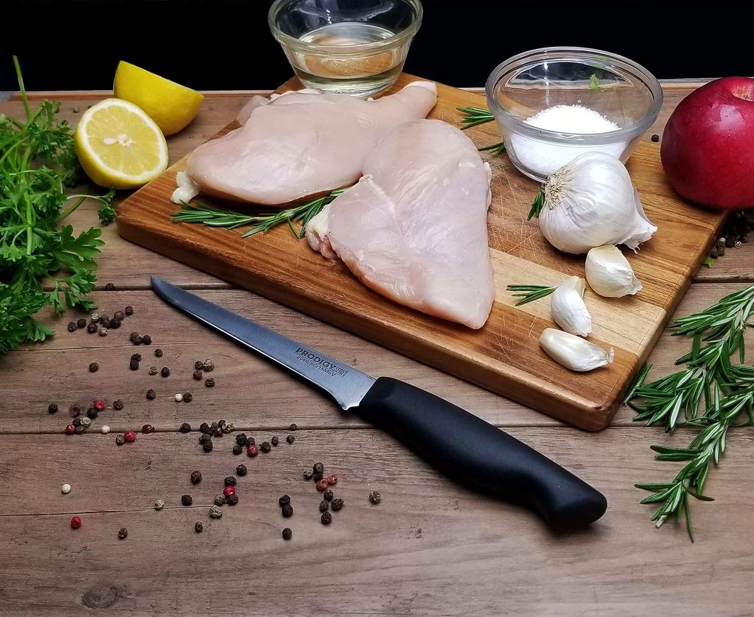 Ergo Chef Prodigy Series Stamped Boning Knife with Grip Handle, 6-Inch