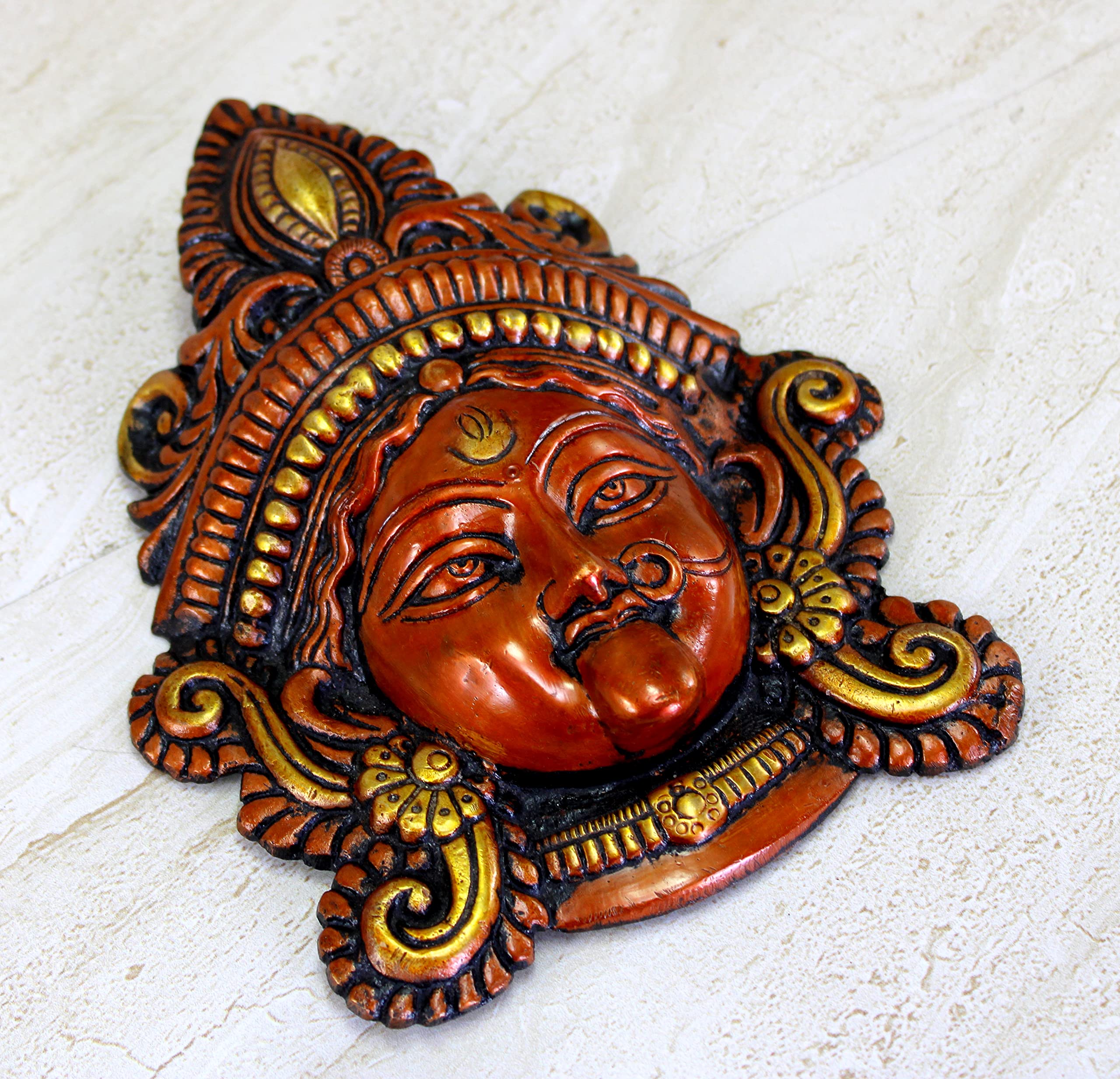 ESPLANADE Statua da appendere alla parete in ottone Kaali Ma, 18,4 cm, con volto di Kali Maa Kali Mata, da appendere alla parete