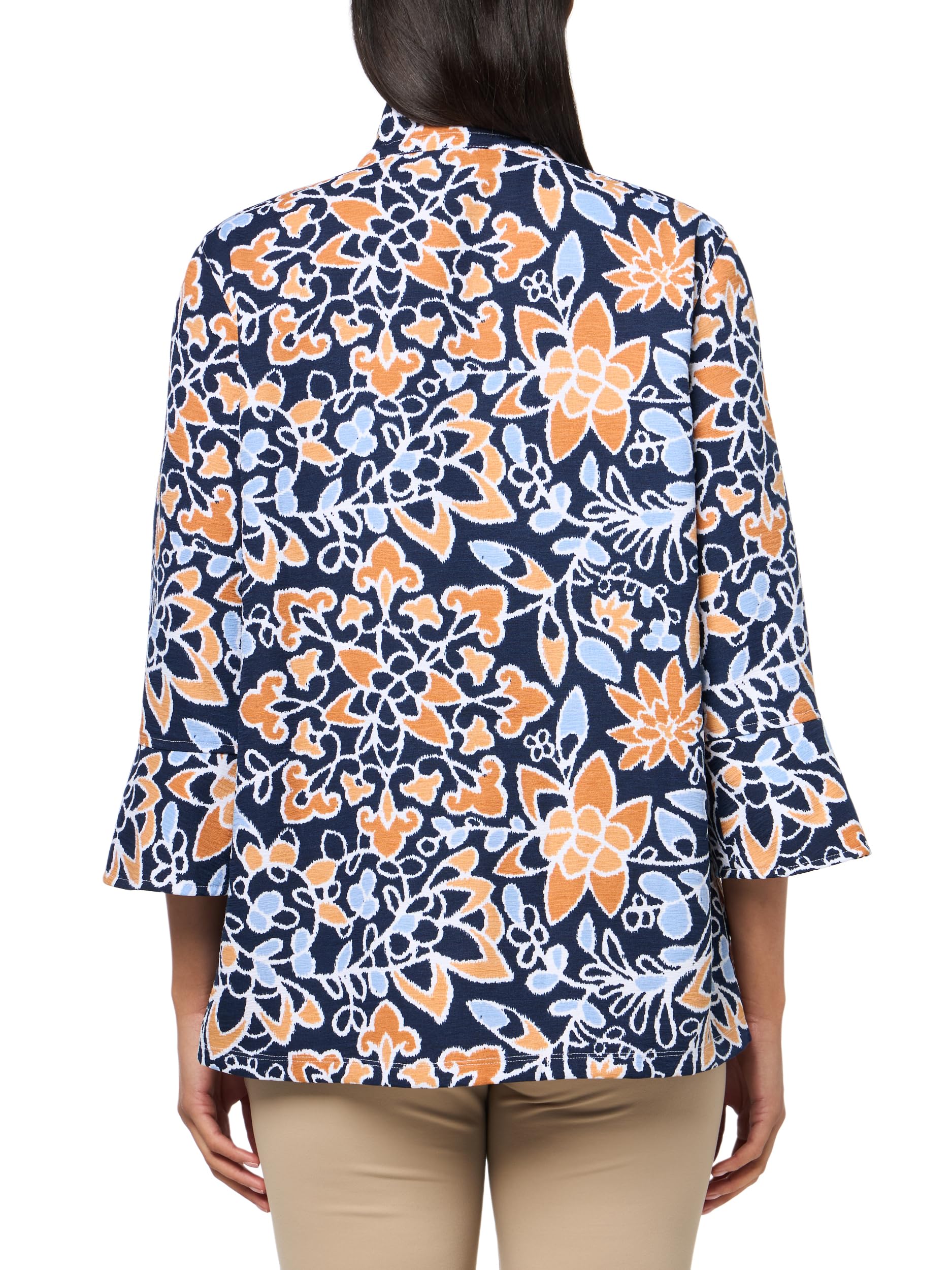 MULTIPLES Women's Three Quarters Flounce Sleeves Wire Collar Two-pocket Button Front Jacket