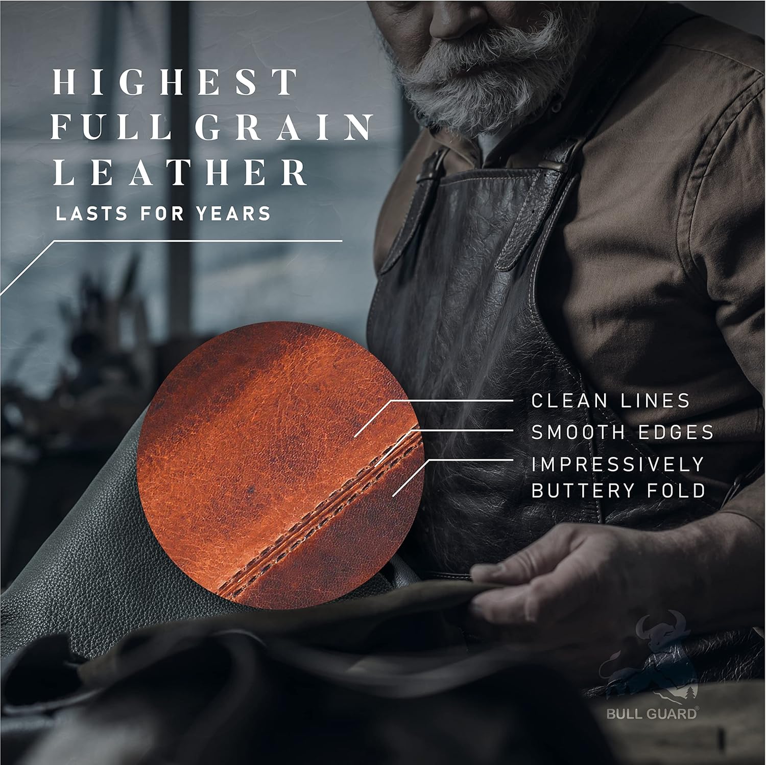 BULL GUARD Cognac Brown Leather Wallet for Men | RFID Blocking Bifold with Removable ID Credit Card Holder - Image 5