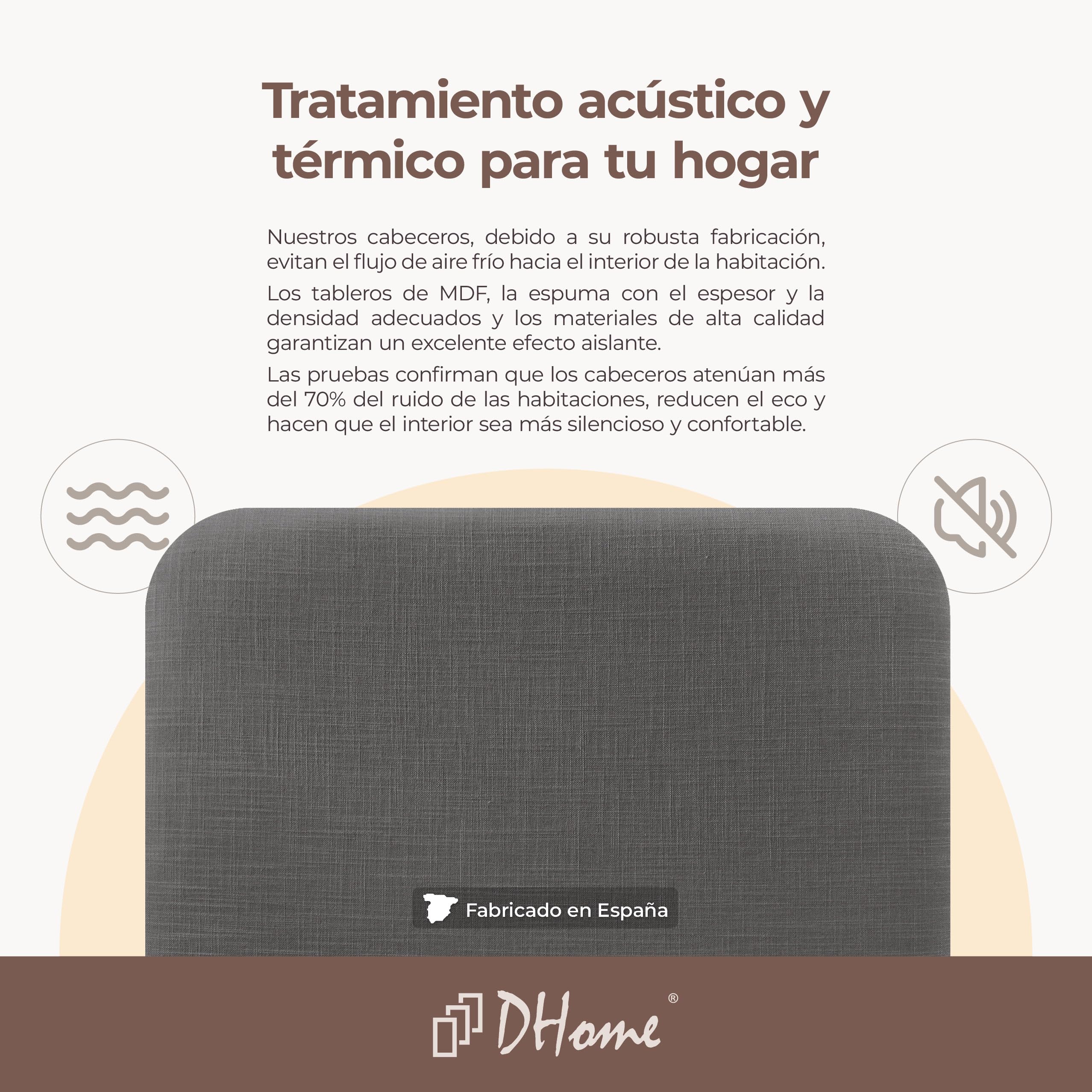 DHOME Testiera Letto Imbottita Liscia Curva in Lino 70 cm Altezza per Parete Acustica Testiere Fonoassorbenti Testiera Letto Camera da Letto (Grigio Scuro, 110cm)