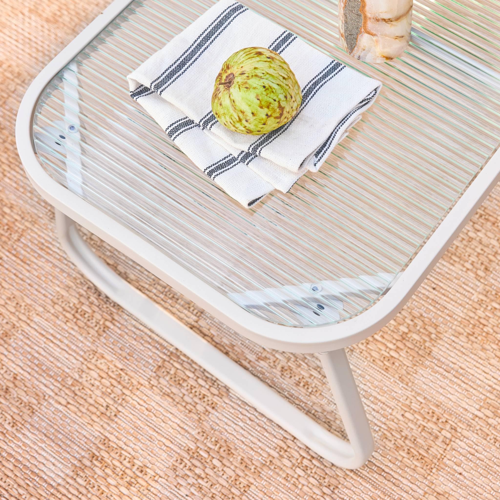 sweeek Salotto da Giardino in Acciaio, 4 posti Beige - 78x122x39 cm