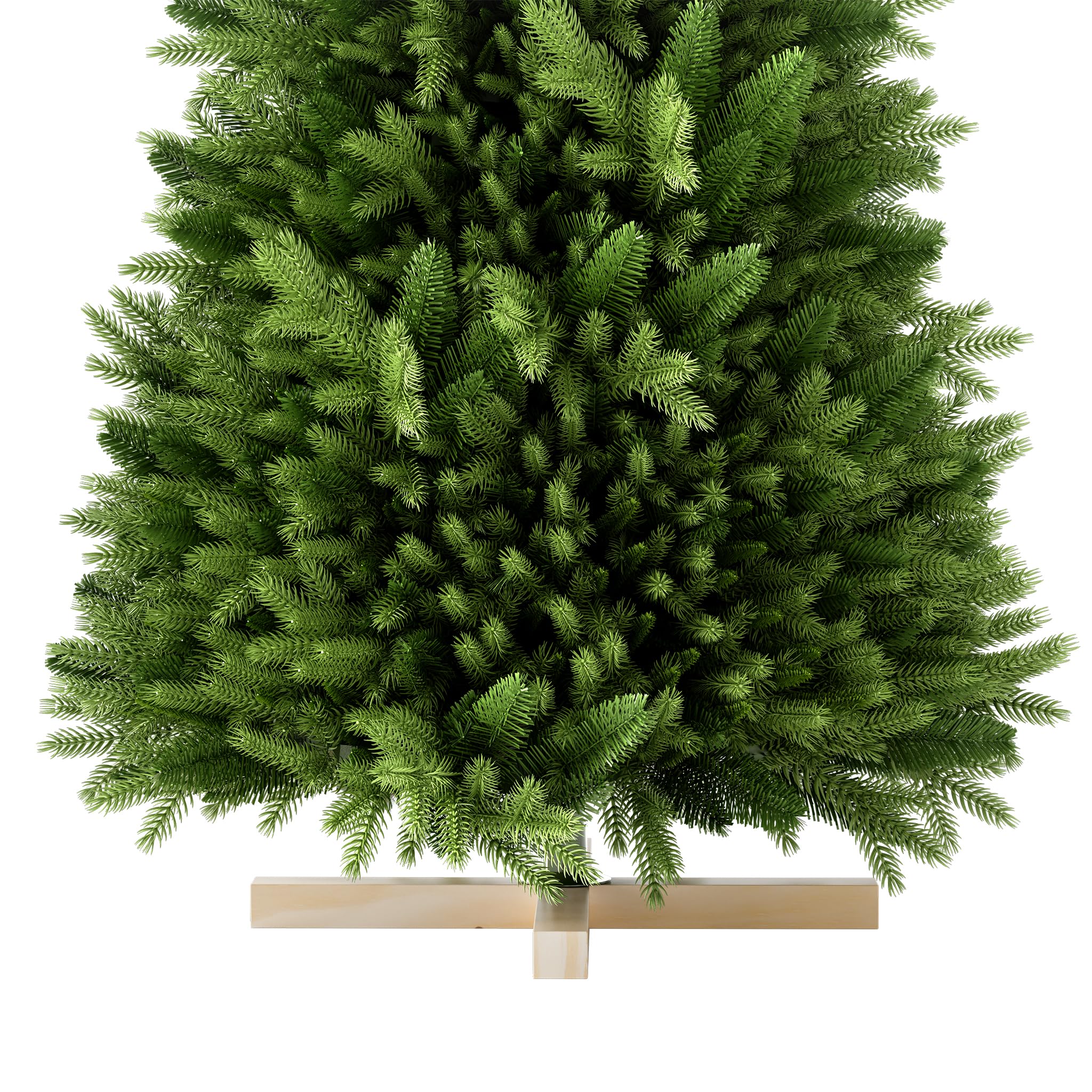 LZQ Sapin de Noël artificiel avec support en bois - Avec éclairage - Avec branches et lumière LED chaude - Pour décoration de Noël - Intérieur et extérieur - 150 cm