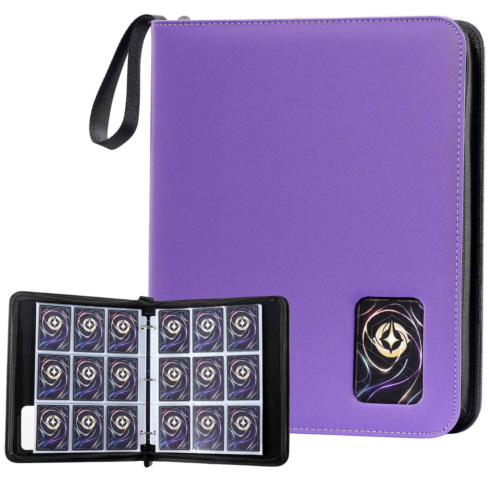 ProCase 900 Pockets Card Binder with Clear Window for Trading Cards, 9 Double Sided Pockets Cards Colletction Album Holder with Removable Sleeves for MTG, TCG, Sports Cards, Football Cards -Purple