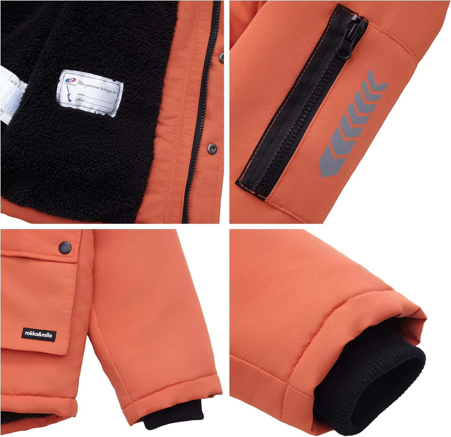 Rokka&Rolla Boys' Warm Parka Jacket Sherpa Fleece Lined Winter Snow Coat