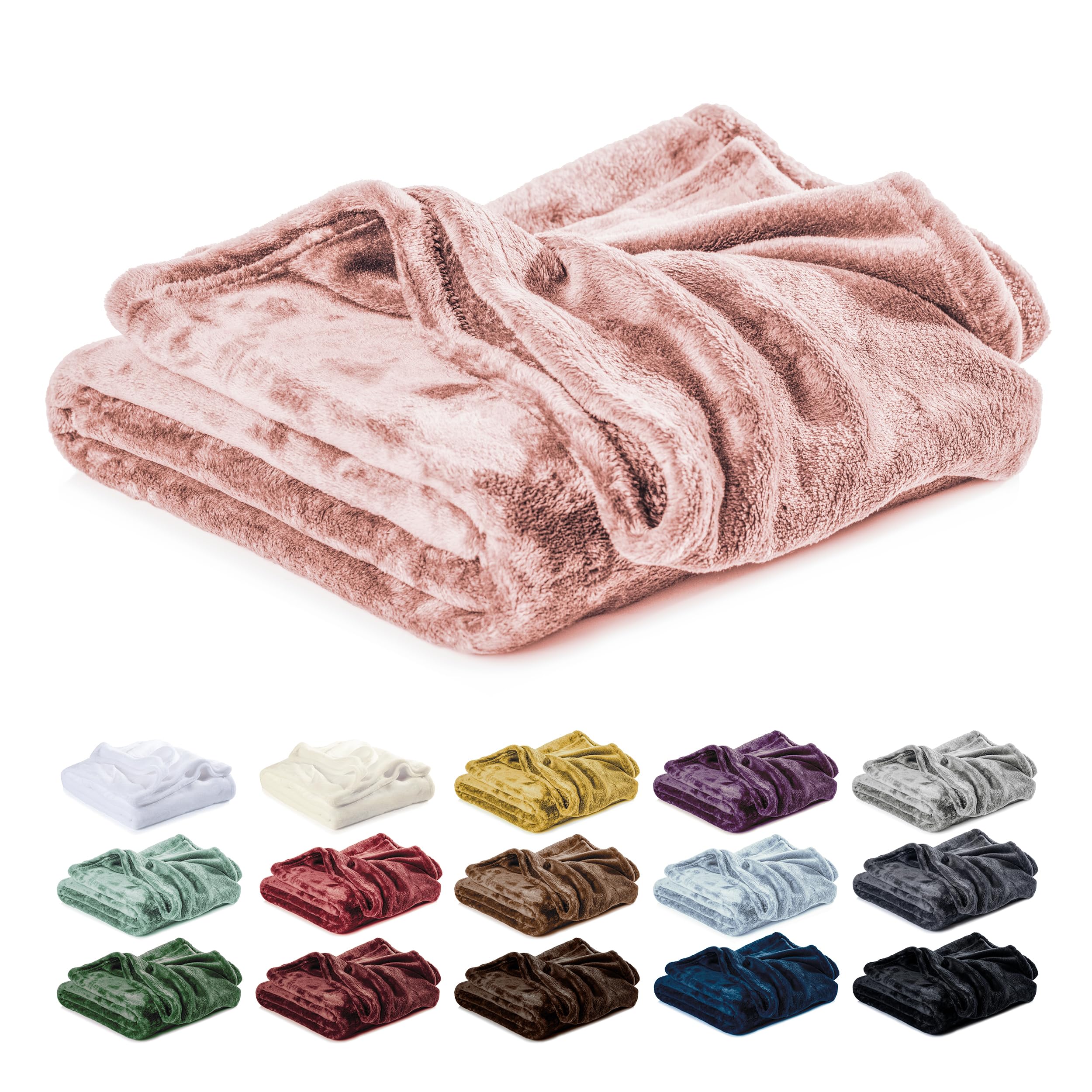 Lavea® Mikrofaser Kuscheldecke flauschig und weich, warme Fleecedecke für Sofa und Bett, Pflegeleichte Decke, atmungsaktiv und hautfreundlich, Wolldecke, Sofadecke Wohnzimmer, Zartrosa, 150x200 cm