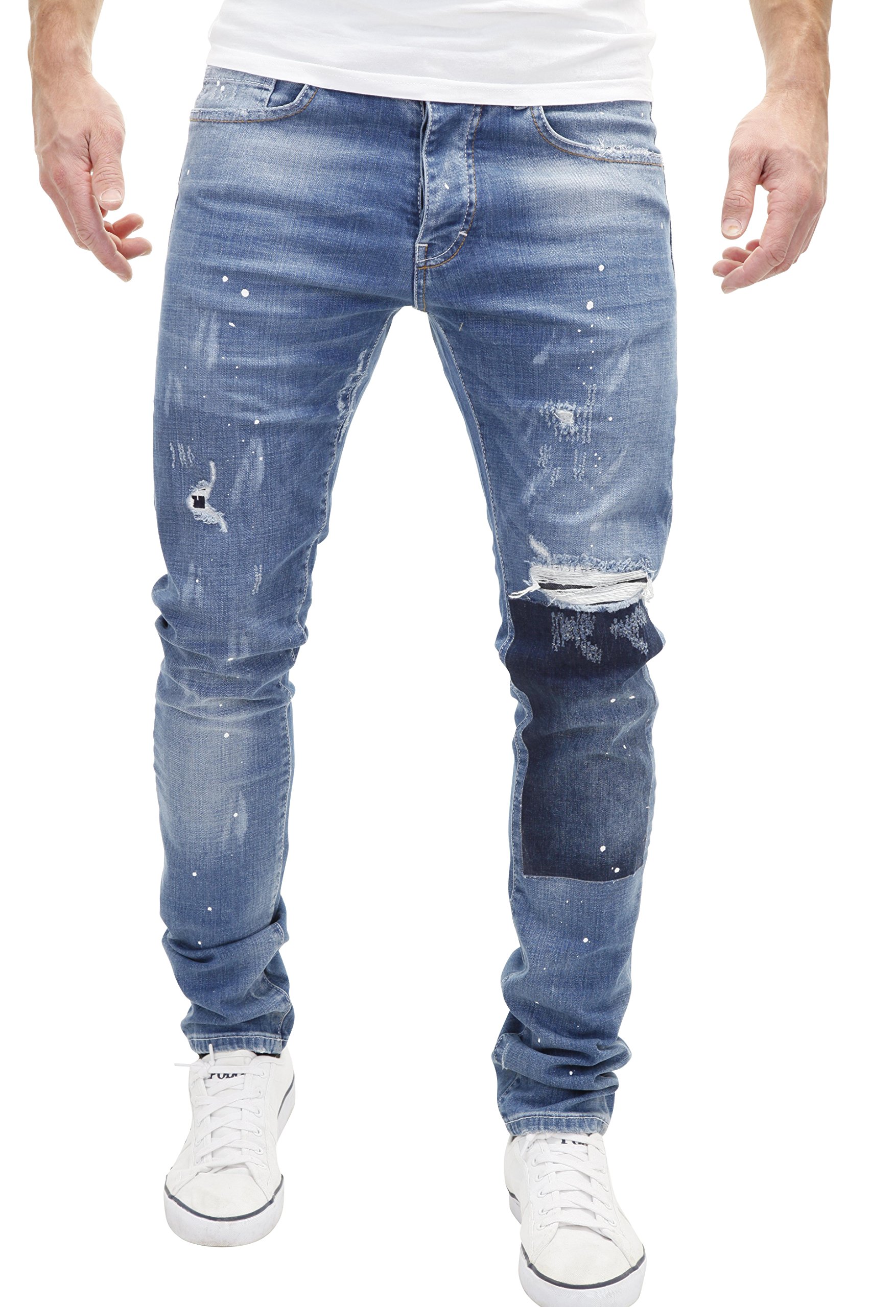 Merish Pocket Denim Jeans Men Slim Fit Paint Splash Desertcart