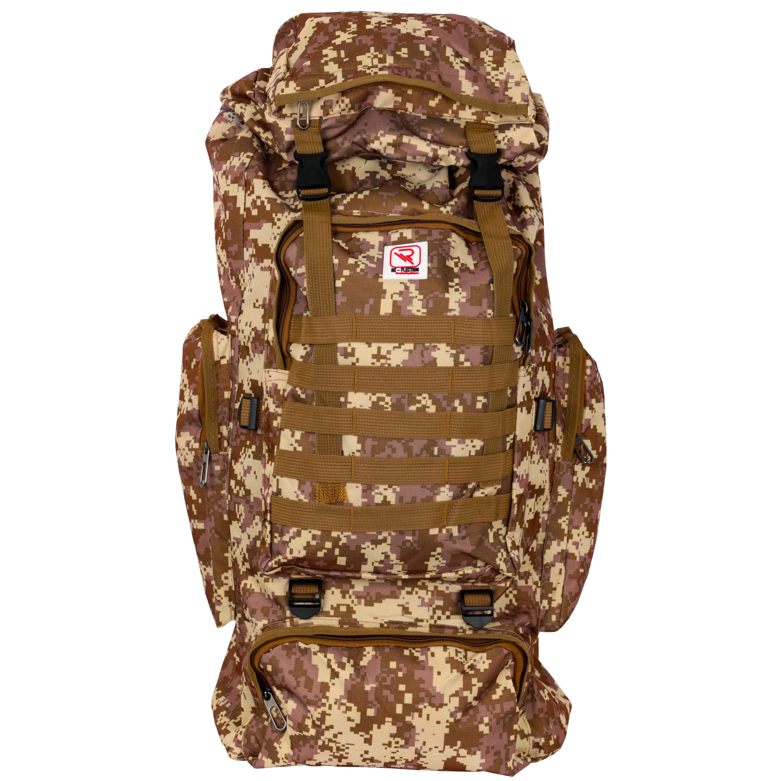 95 Litre Lightweight Mountaineering Bag, Foldable Hiking Rucksack, Breathable Outdoor Sport Trekking, Climbing and Camping Backpack, Sand Camo, XL