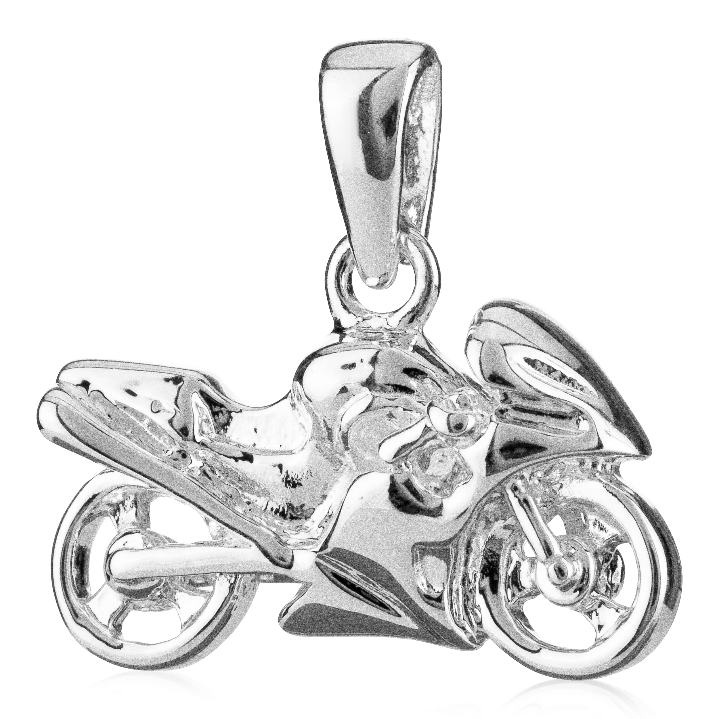 NKlaus Halskette für Herren, Motorrad-Amulett 925 Silber, 19x11mm, 1 Stück