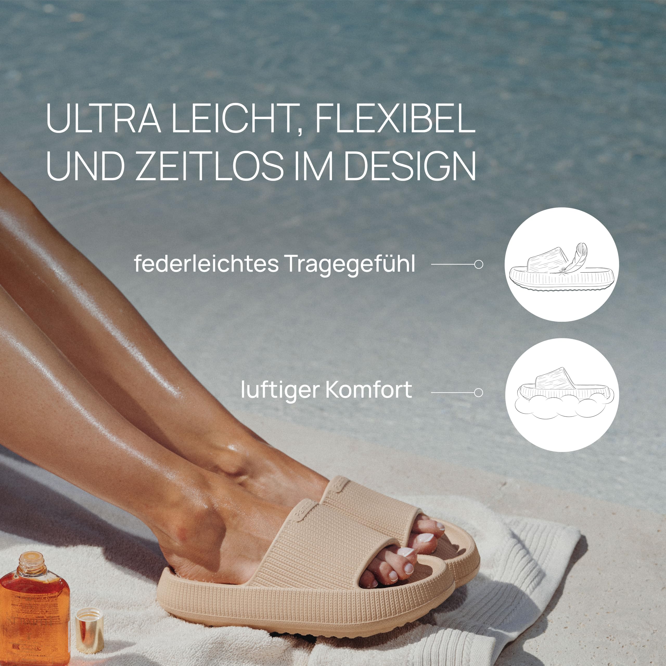 Originals Damen-Sandalen - Bequeme Sommer-Slides aus 100% EVA - Vegan & BPA-Frei - rutschfeste Badelatschen für Strand, Stadt, Garten & Pool - Toffee Cream - Größe 38/39