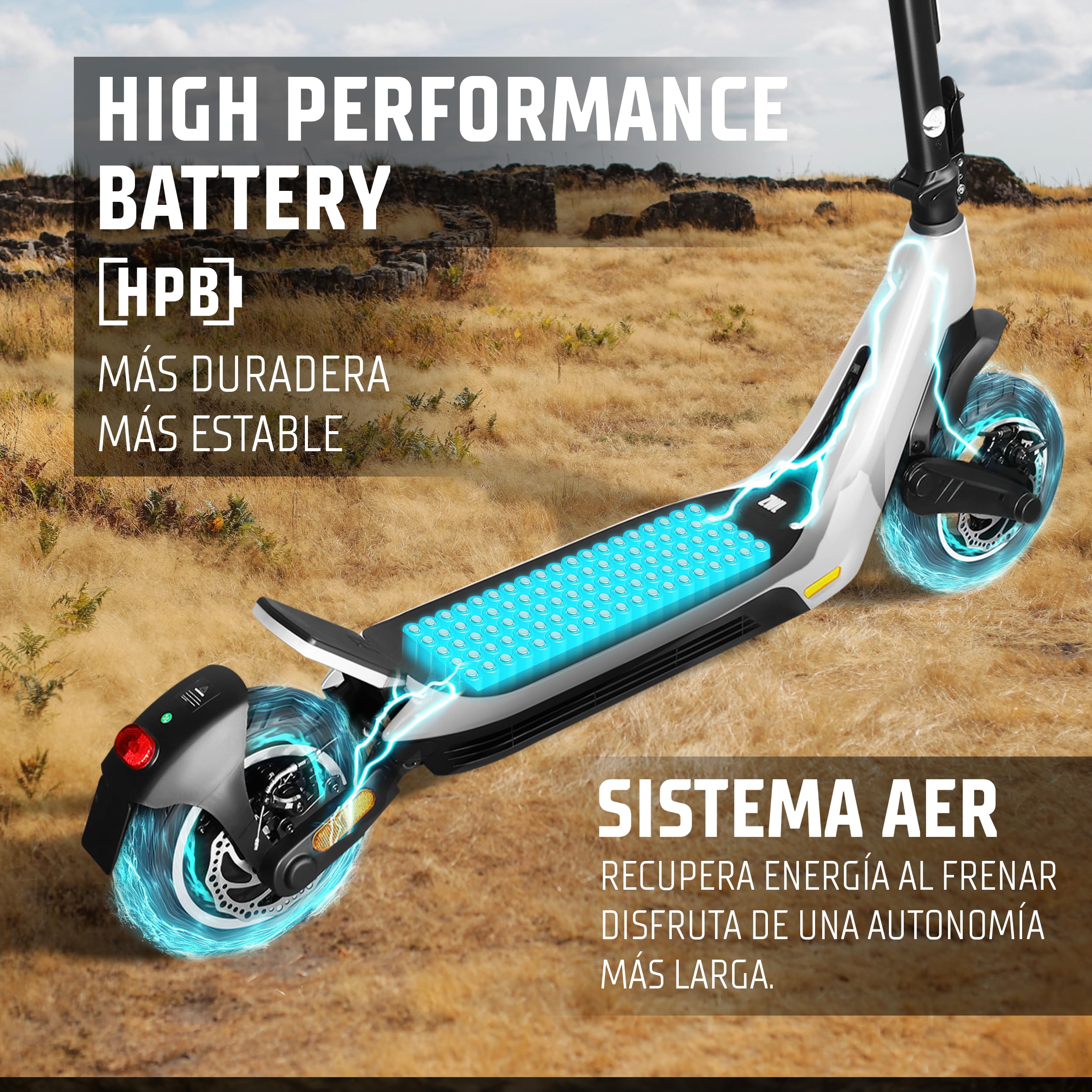 ZWHEEL Zlion Pro | Patinete Eléctrico Adultos Homologado DGT - 1200W MAX, 40-45km Autonomía, Regeneración al Frenar, Doble Freno, Ruedas 10" Tubeless Autosellable, Pantalla Avanzada, App y IP54