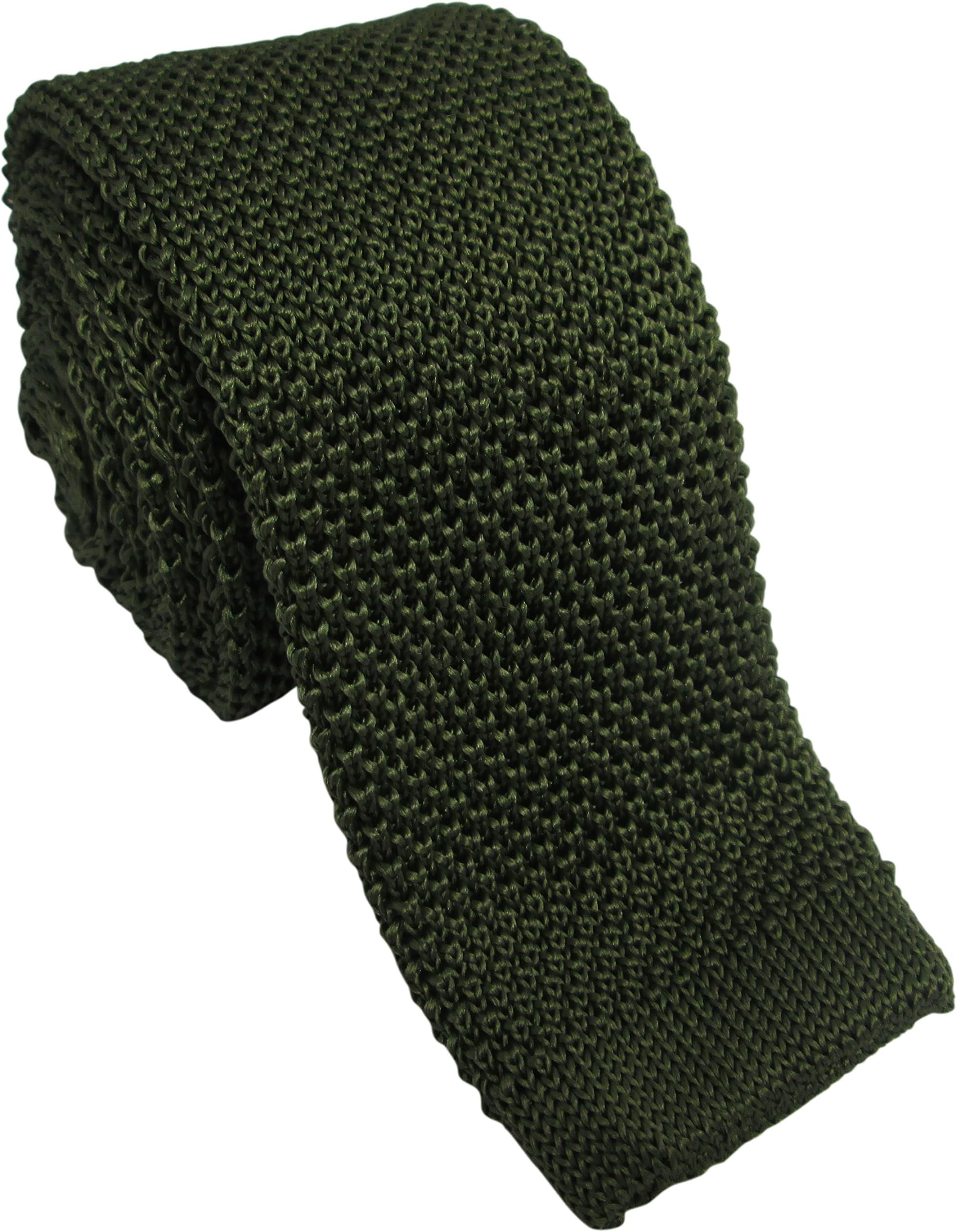 Olive Green Silk Knitted Tie