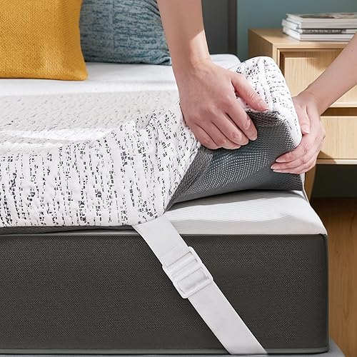 Miniatura 8 de Subrtex Funda para Cubrecolchón Tamaño Queen de 3 Pulgadas (Solo Funda) Protector de Cubrecolchón Ropa de Cama Forro Extraíble con Cierre de
