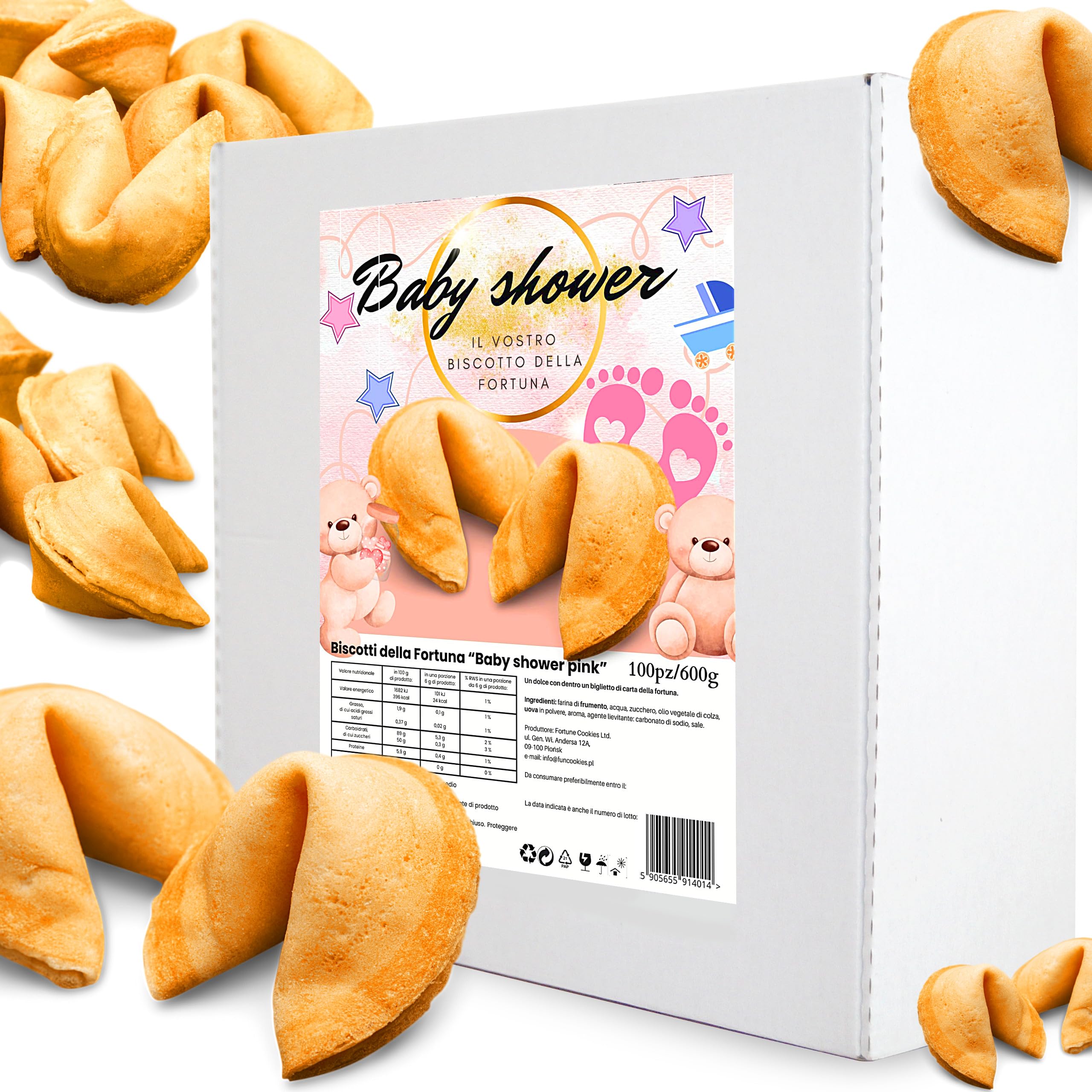 D&D Fun Cookies Biscotti della Fortuna 100 pezzi | Biscotti bambini | Biscotti della fortuna cinesi | Biscotti confezionati singolarmente | Biscotti fortuna | Biscotti regalo | Fortune Cookies