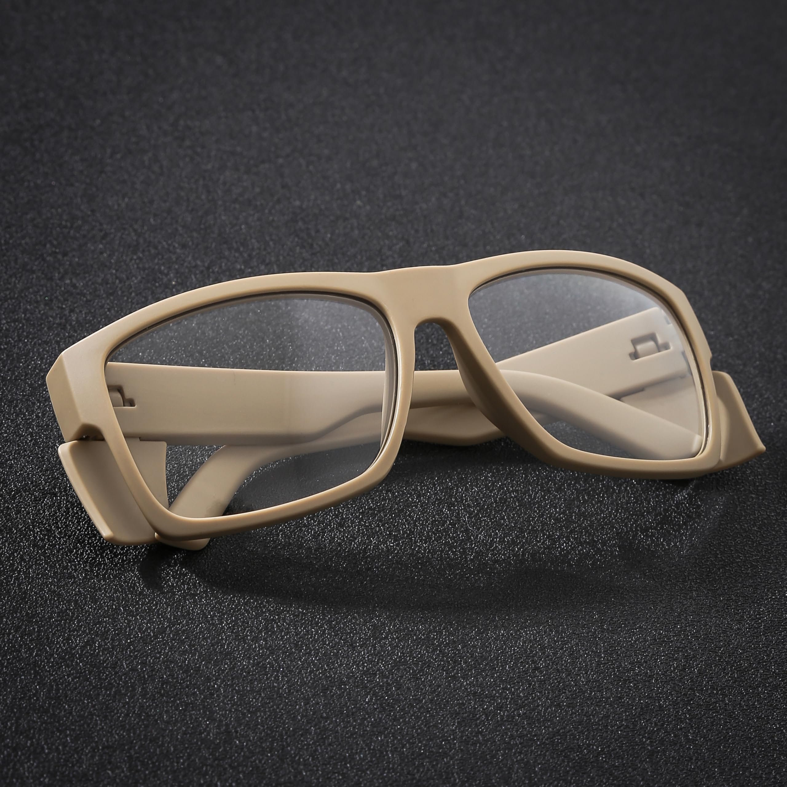 Gafas de sol de seguridad para hombre, color negro mate, lentes de sol de seguridad polarizadas, cumplen con las normas ANSI Z87+, protección UV, Tan fotocromático (sin polarizar)